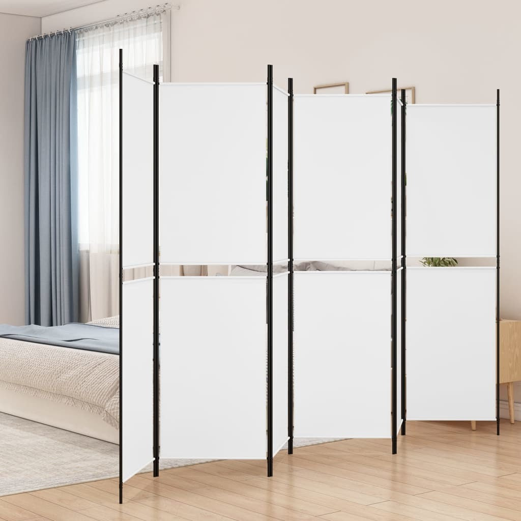 6-Panel Room Divider White 118.1"x78.7" Fabric