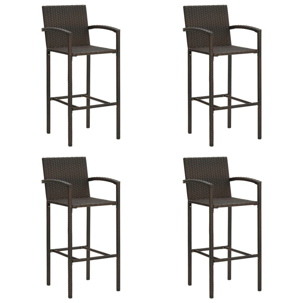 Bar Stools 4 pcs Brown Poly Rattan