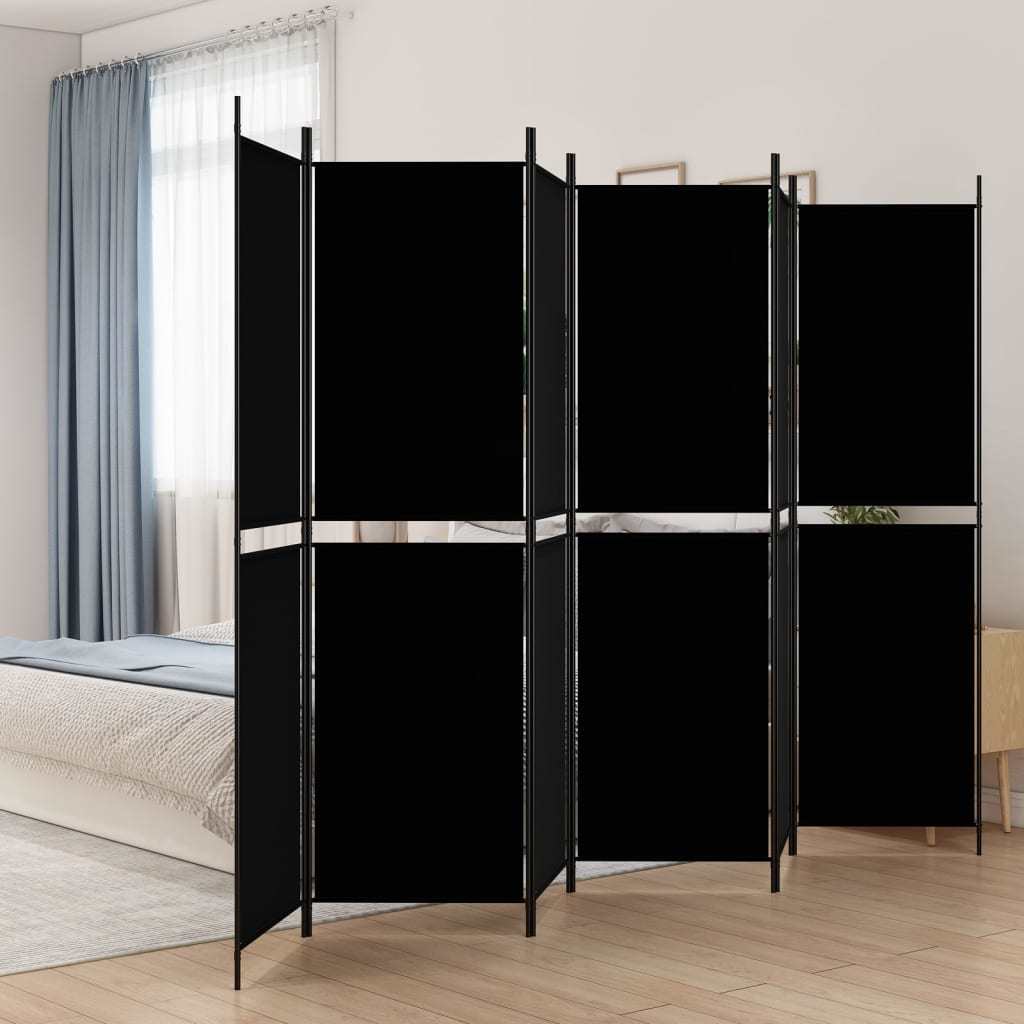 6-Panel Room Divider Black 118.1"x78.7" Fabric