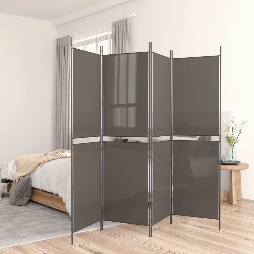 4-Panel Room Divider Anthracite 78.7"x78.7" Fabric