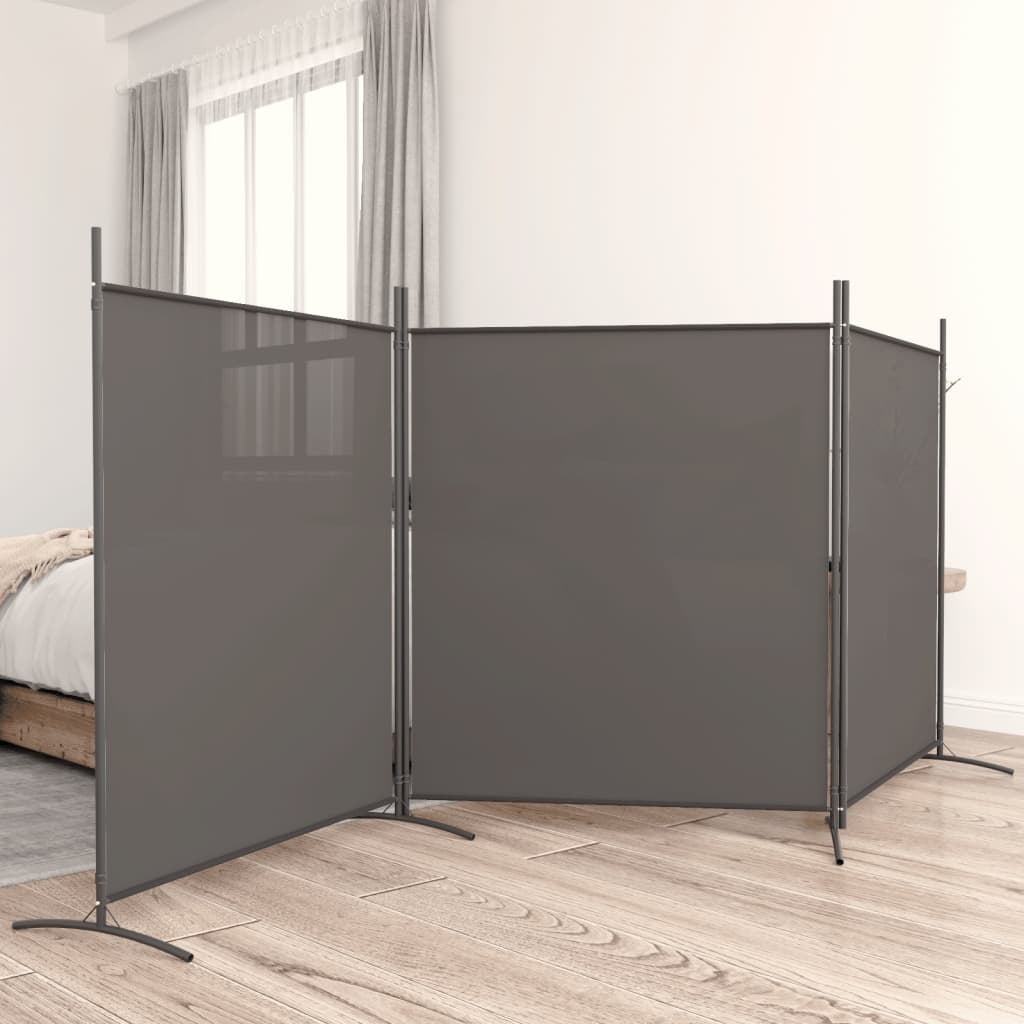 3-Panel Room Divider Anthracite 206.7"x70.9" Fabric