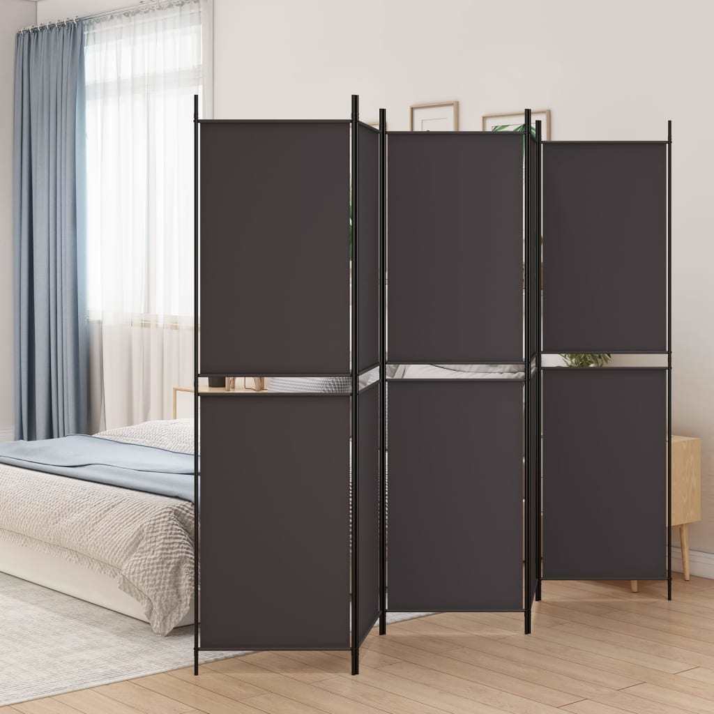 5-Panel Room Divider Brown 98.4"x78.7" Fabric