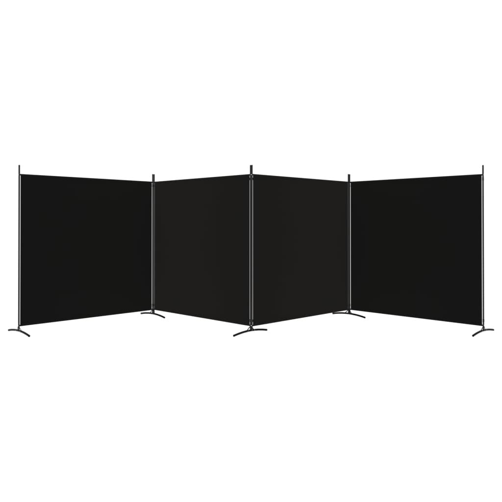 4-Panel Room Divider Black 274.8"x70.9" Fabric