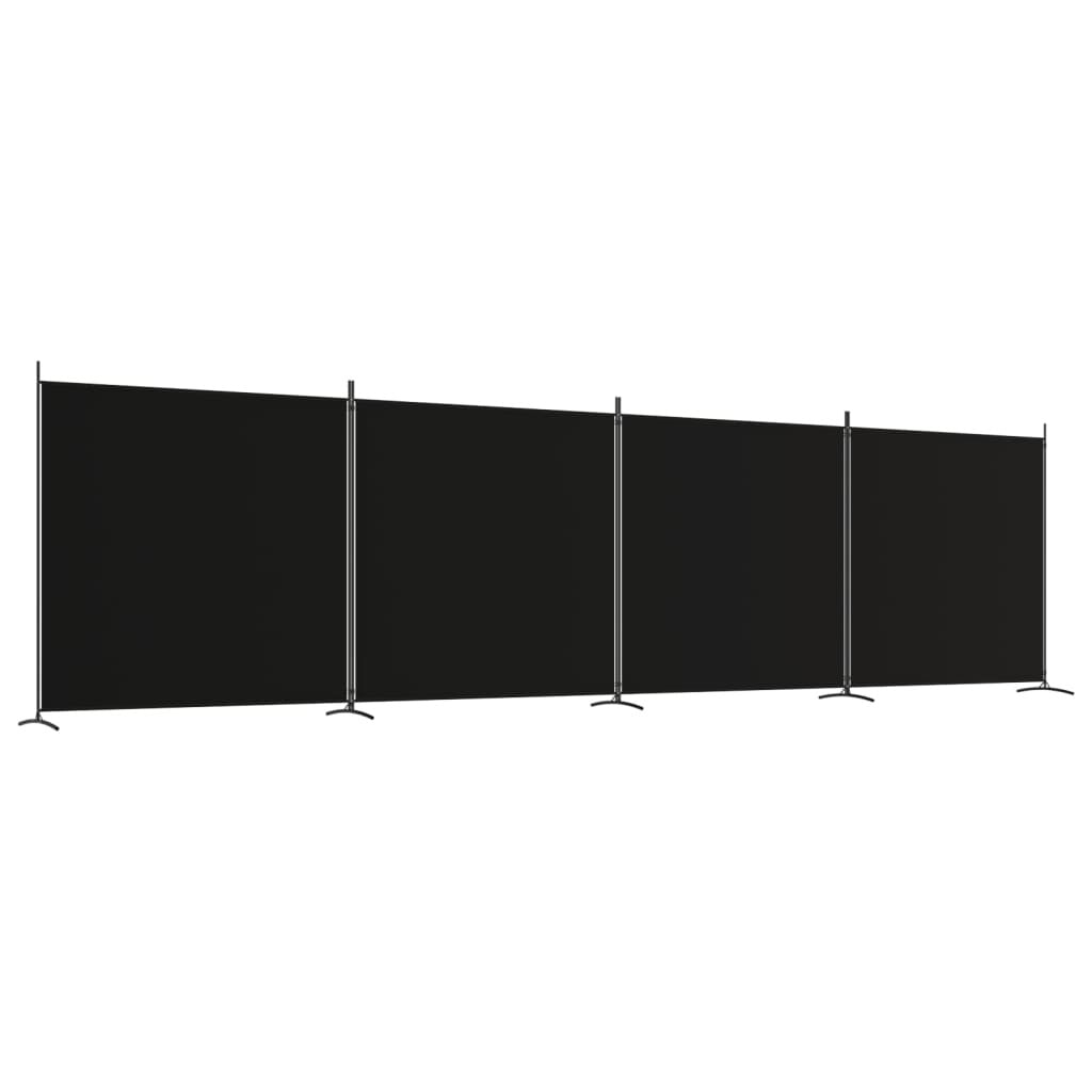 4-Panel Room Divider Black 274.8"x70.9" Fabric