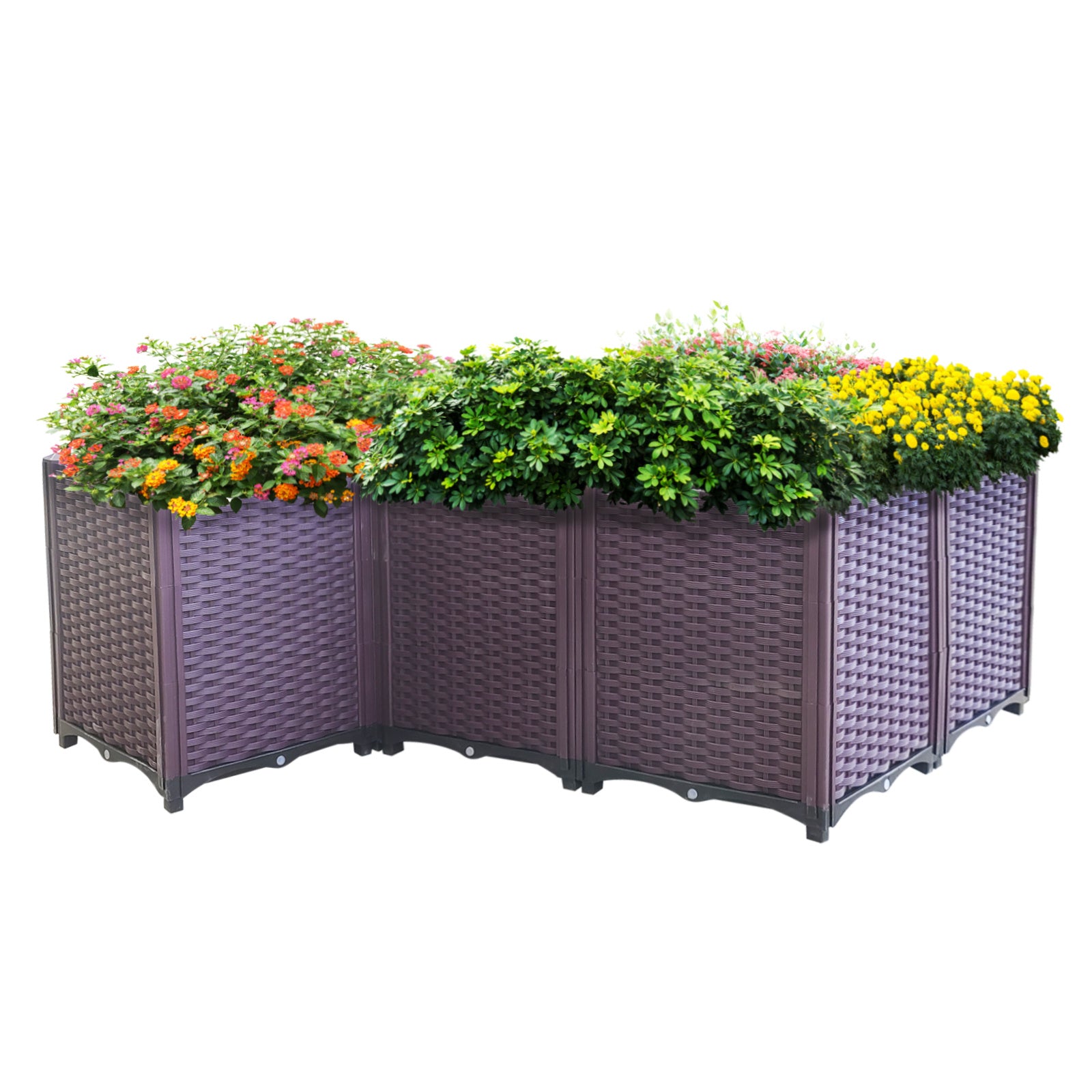 Plastic Raised Garden Bed, Set of 5 Planter Grow Boxes 20.5'H Planter Care Box Kit Planter Grow Box for Indoor & Outdoor Vegetable Fruit Flower Herb Growing Box