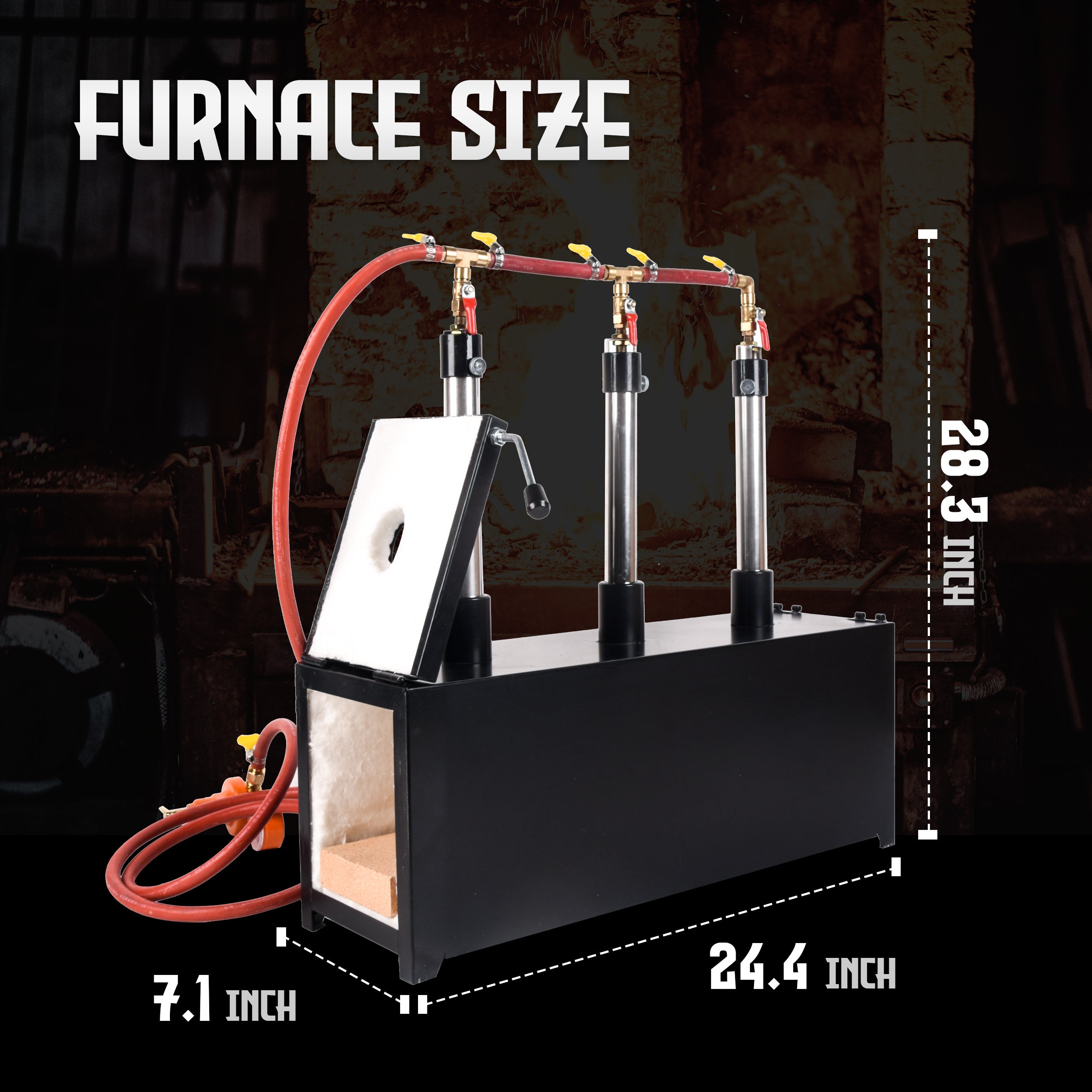 Propane Forge, Propane Knife Forge Three Burner w/1 door Large Capacity, Farriers Furnace Square Propane Burner Forge for Knife and Equipments