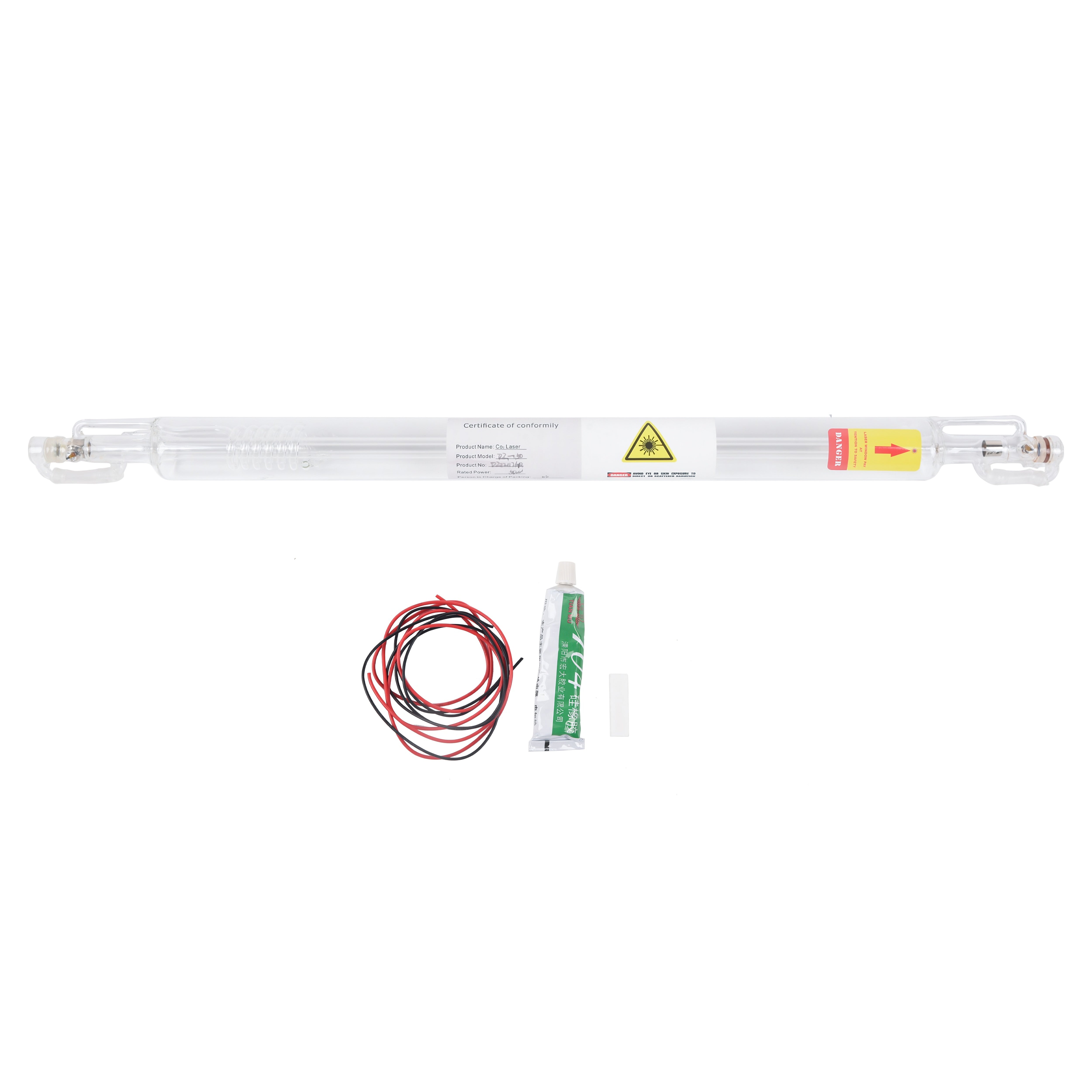 CO2 Laser Tube with Metal Head Wires Preconnected with Coating for Laser Cutter Laser Engraving Cutting Machine