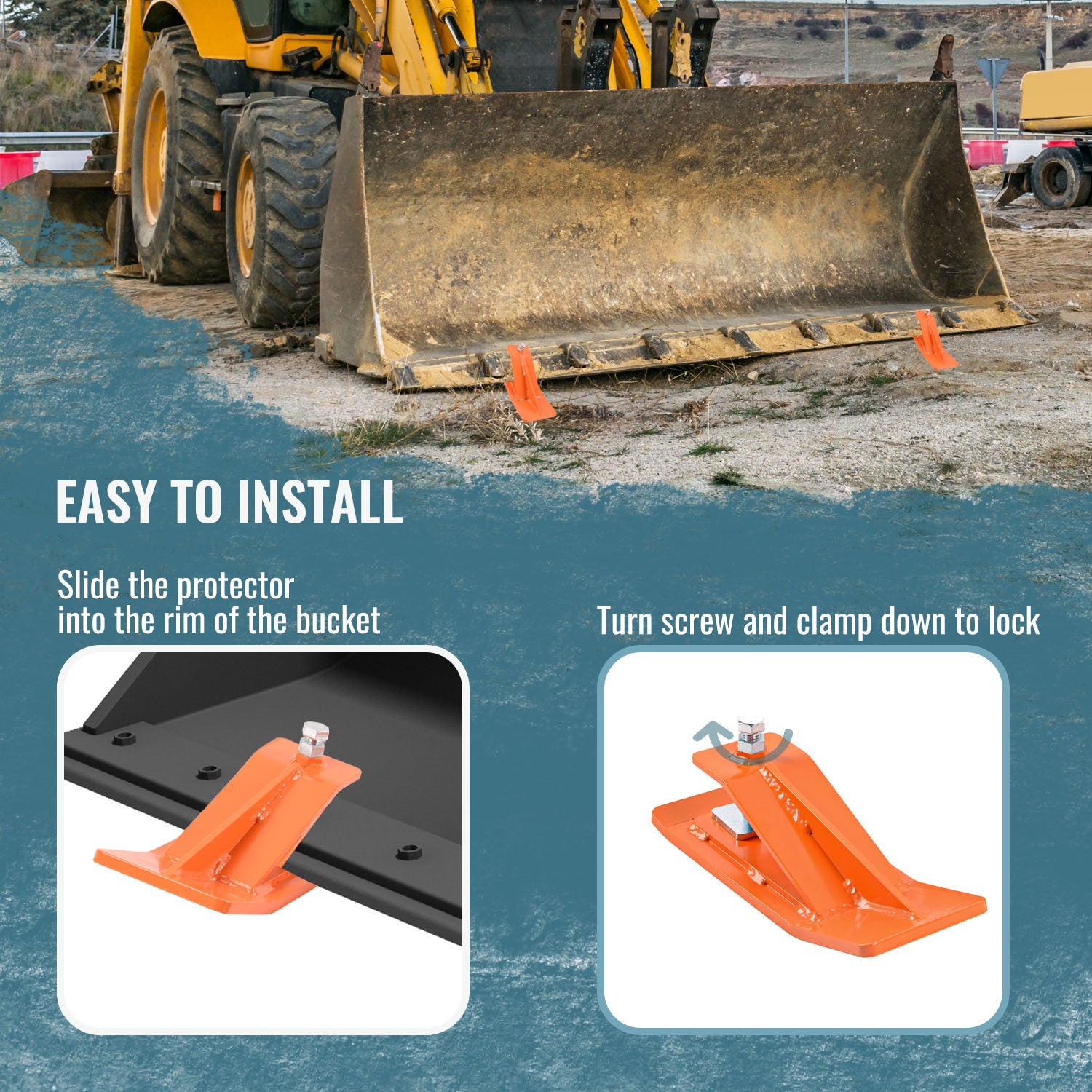2Pcs Tractor Bucket Protector, Ski Edge Protector, Bucket Edge Anti-Skid Device, for Snow Leaves Removal Spreading Gravel