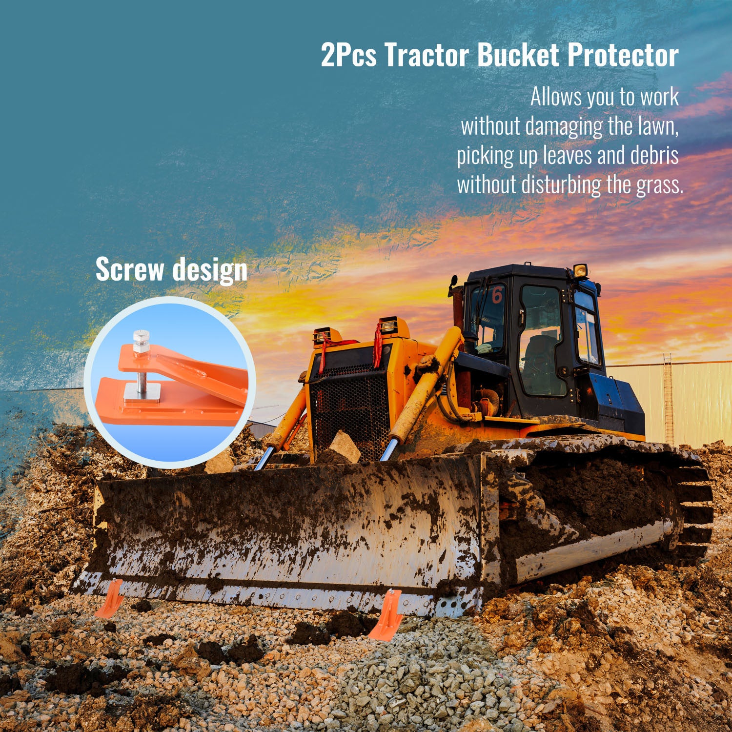 2Pcs Tractor Bucket Protector, Ski Edge Protector, Bucket Edge Anti-Skid Device, for Snow Leaves Removal Spreading Gravel