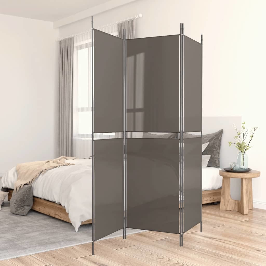 3-Panel Room Divider Anthracite 59.1"x86.6" Fabric