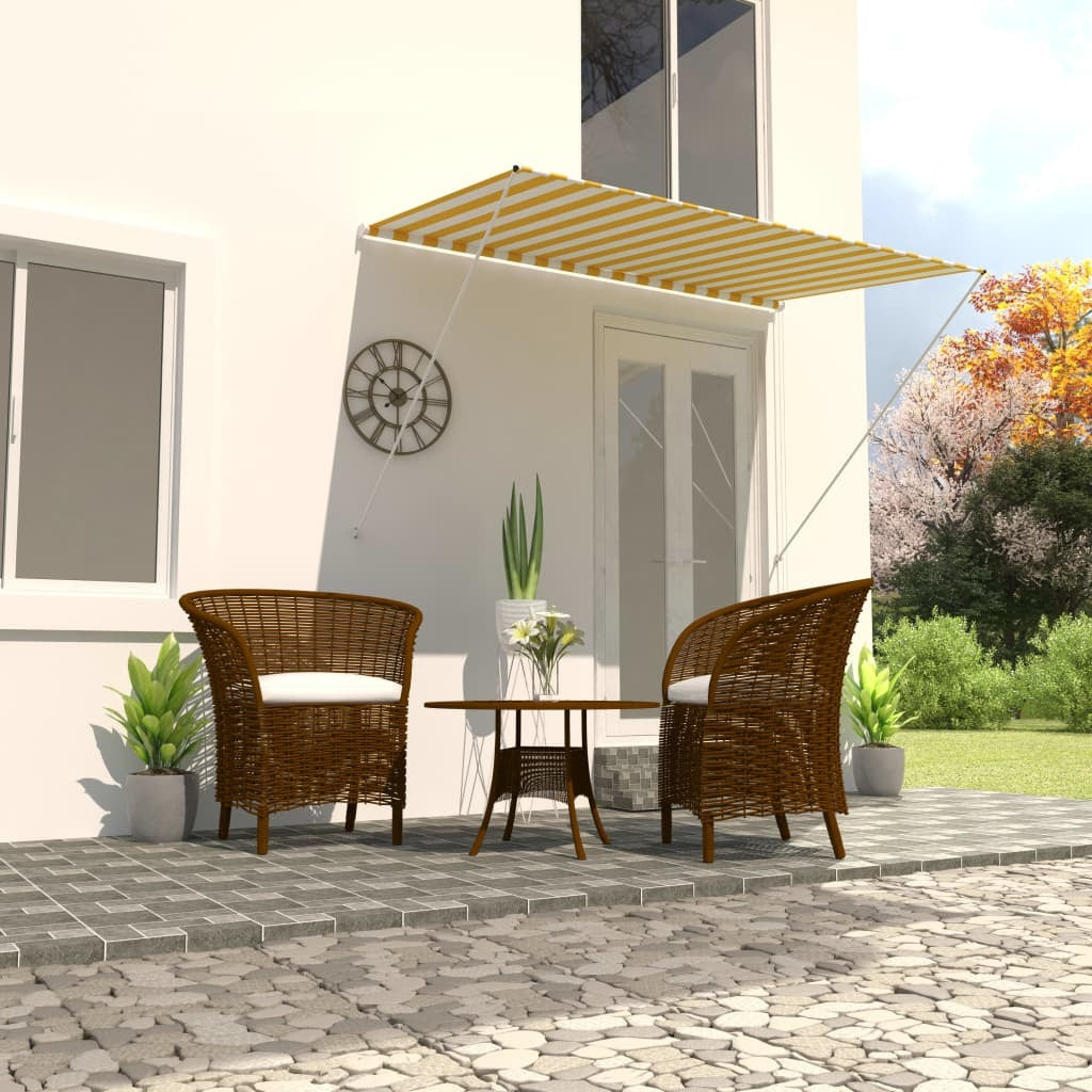 Retractable Awning 78.7"x59.1" Yellow and White