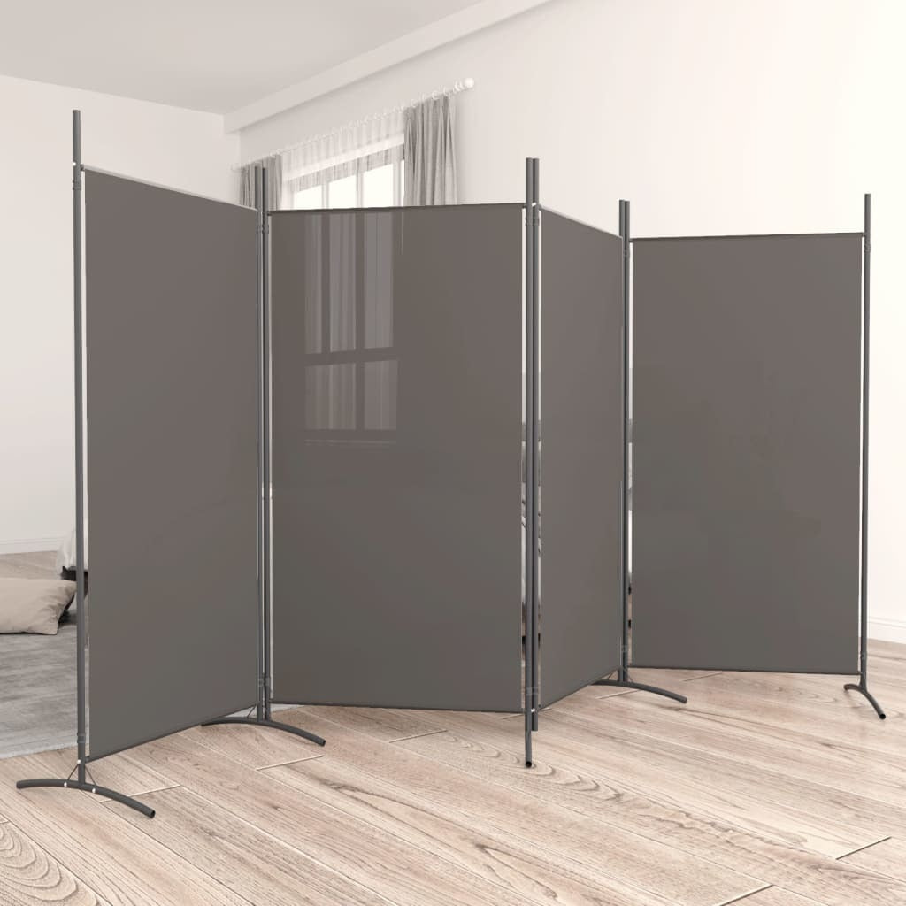 4-Panel Room Divider Anthracite 136.2"x70.9" Fabric