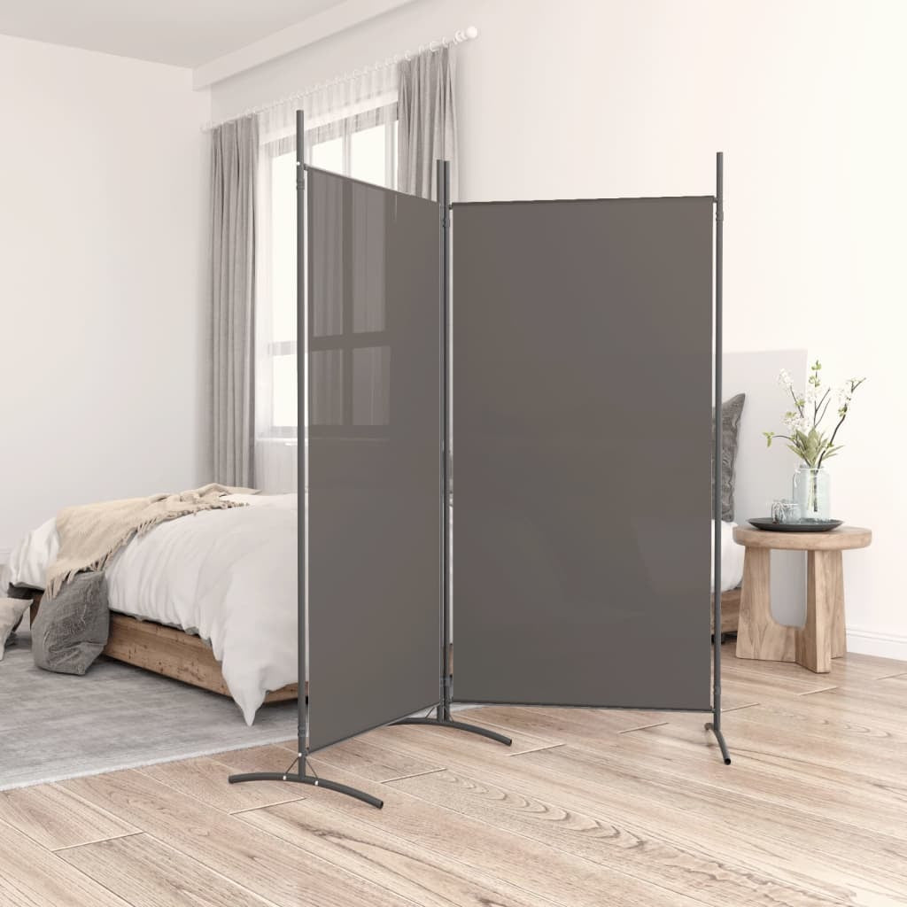 2-Panel Room Divider Anthracite 68.9"x70.9" Fabric