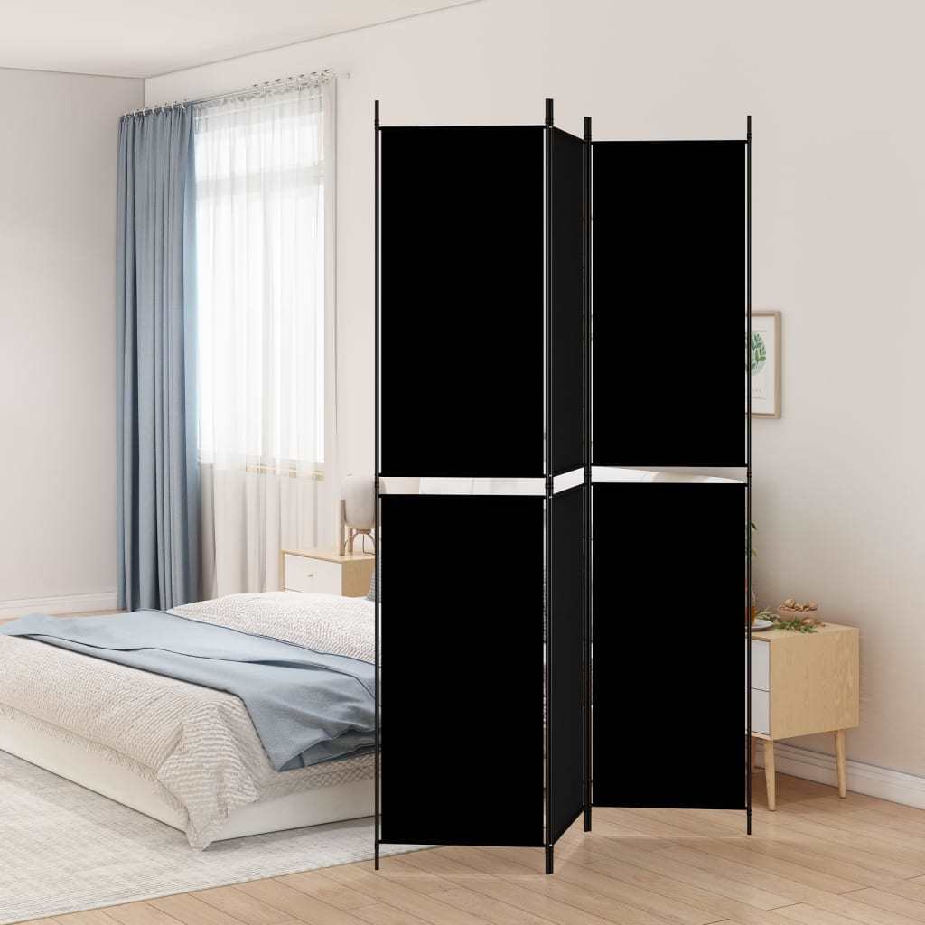 3-Panel Room Divider Black 59.1"x86.6" Fabric