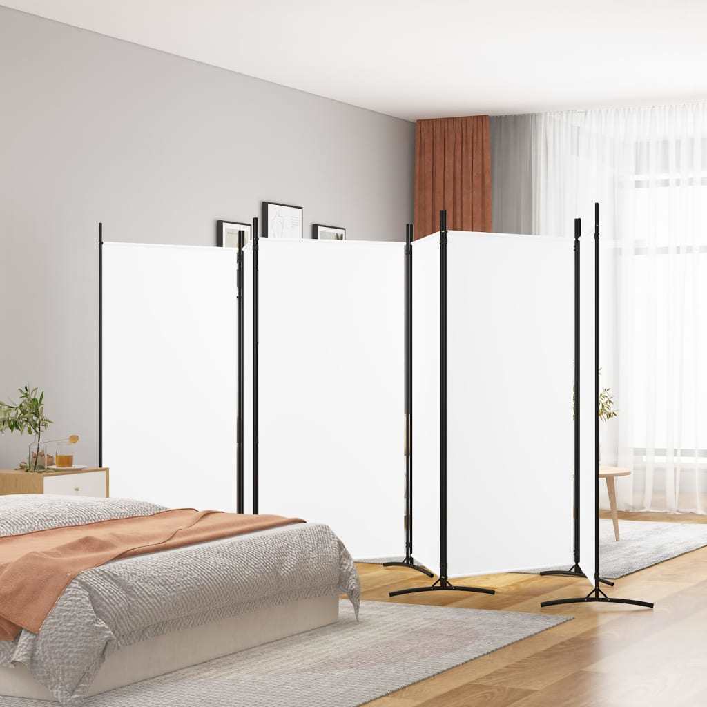 6-Panel Room Divider White 204.7"x70.9" Fabric