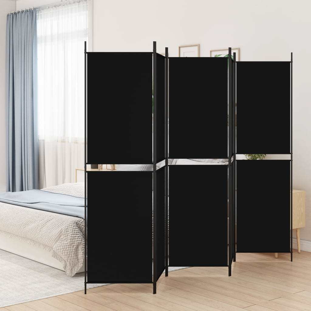 5-Panel Room Divider Black 98.4"x78.7" Fabric