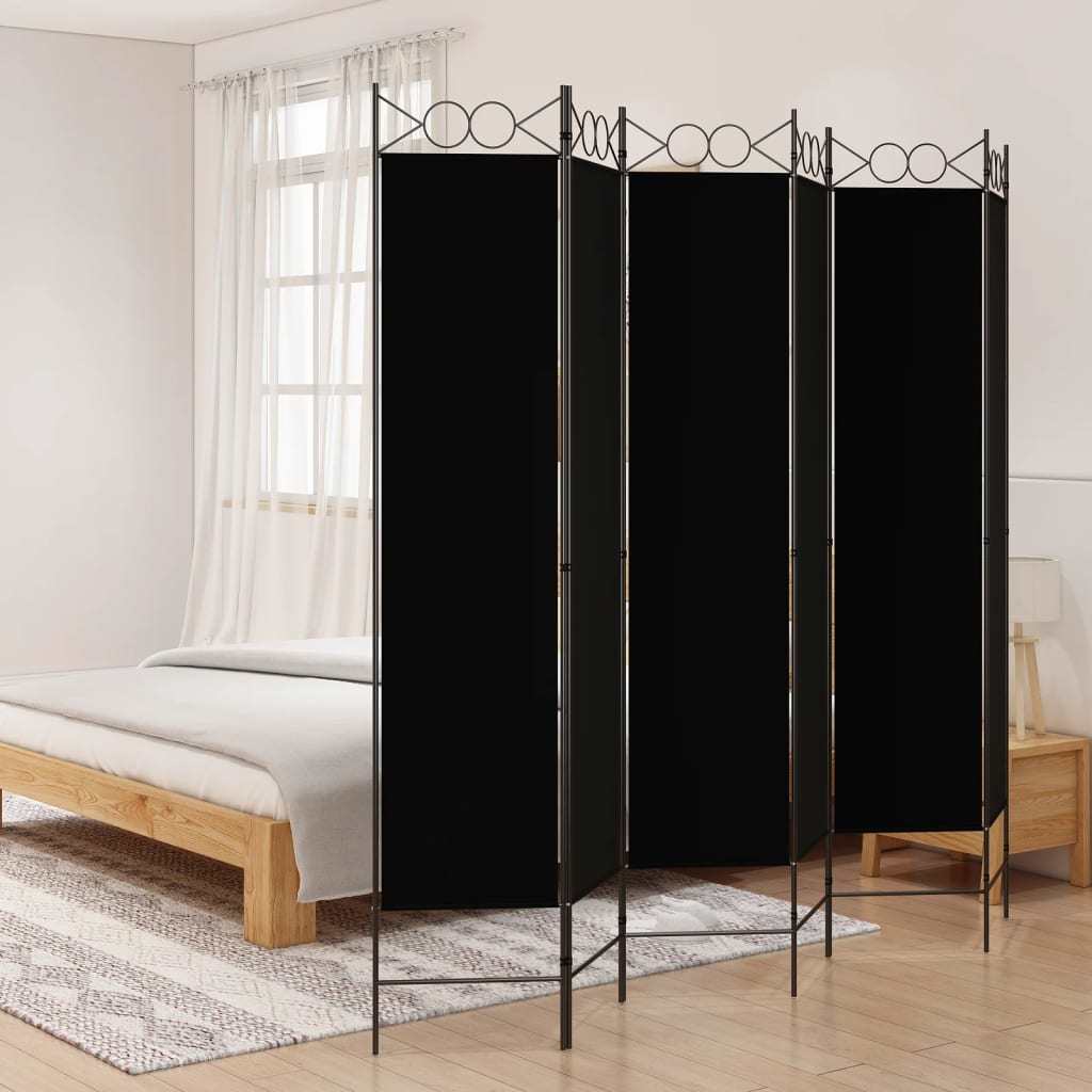 6-Panel Room Divider Black 94.5"x78.7" Fabric