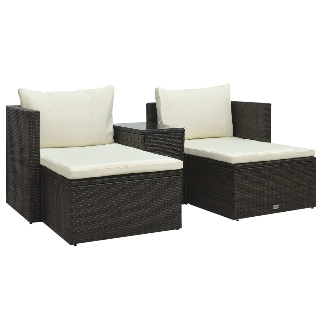 5 Piece Garden Lounge Set with Cushions Poly Rattan Brown