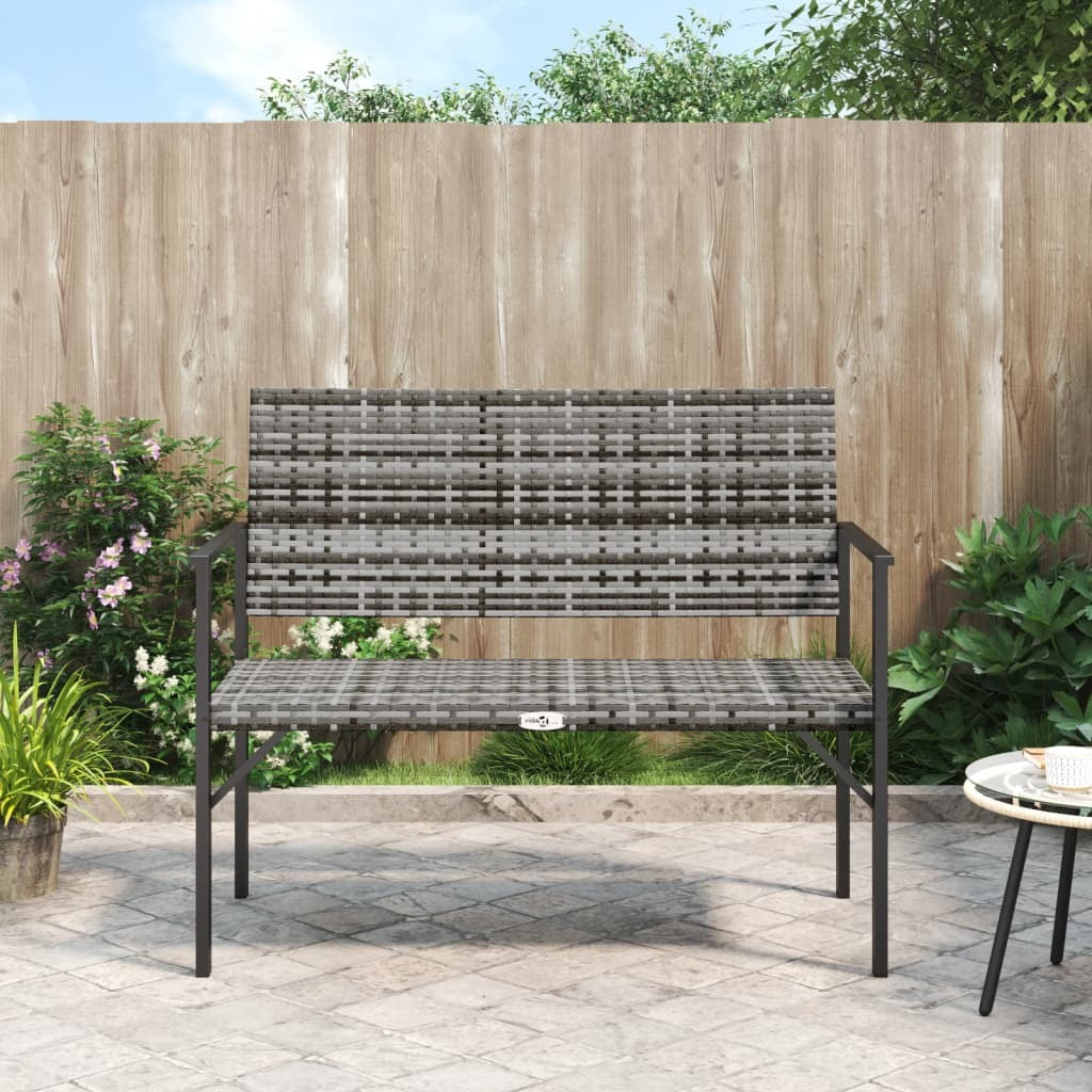 2-Seater Patio Bench Gray Poly Rattan