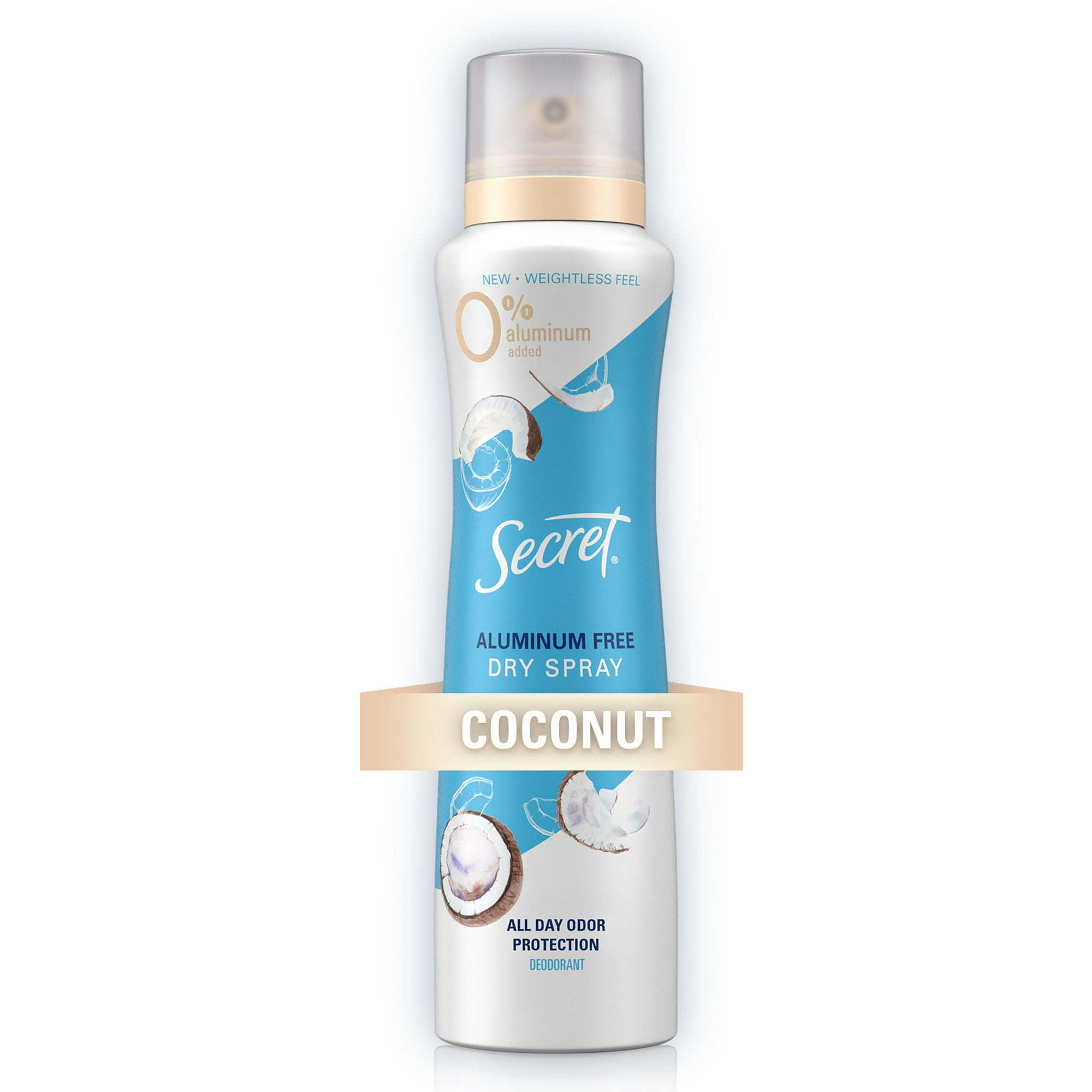 Secret Dry Spray Aluminum Free Deodorant, Coconut and Hemp Seed Oil, 4.1oz.