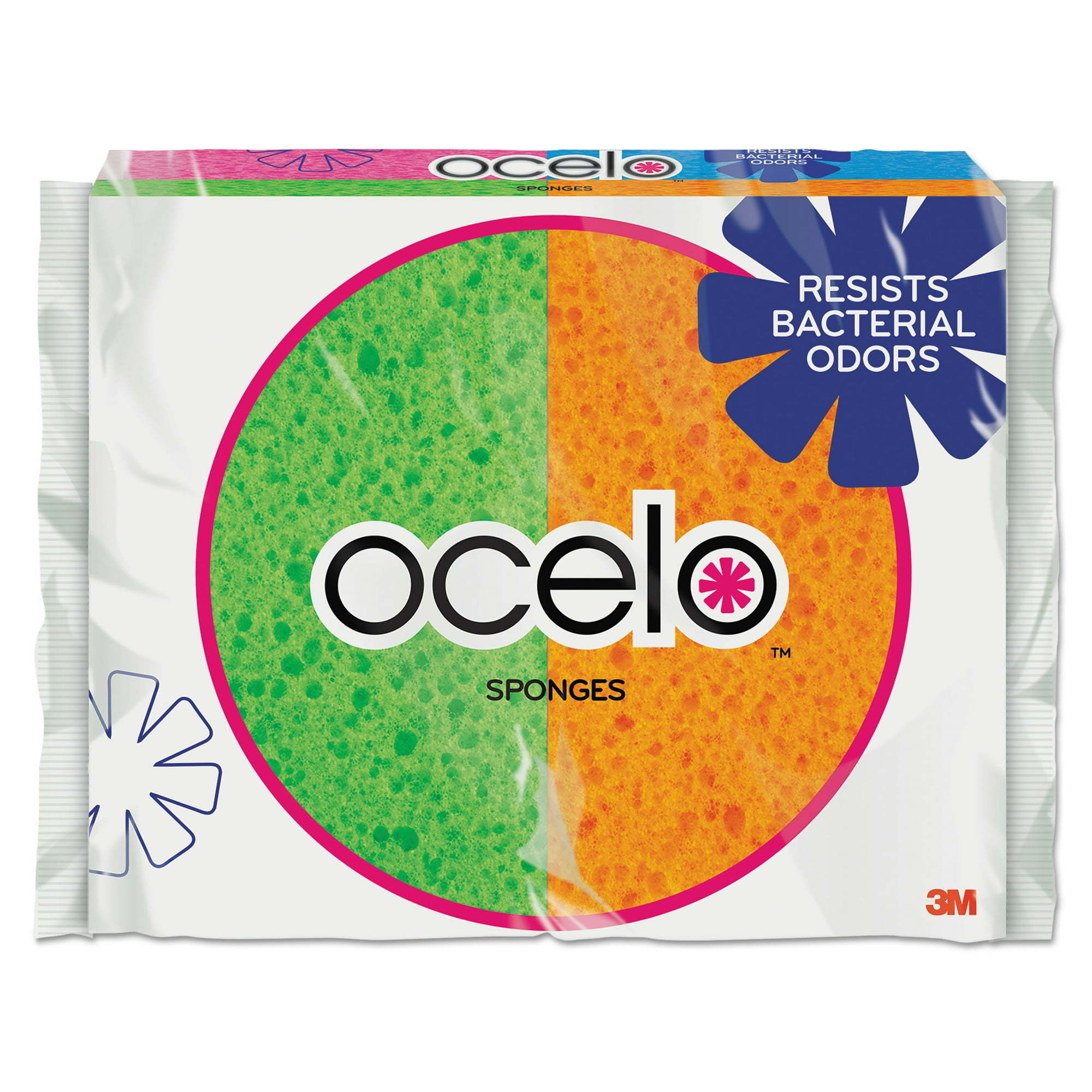 O-Cel-O Sponge w/3M Stayfresh Technology, 4 7/10 x 3 x 3/5, 4/Pack