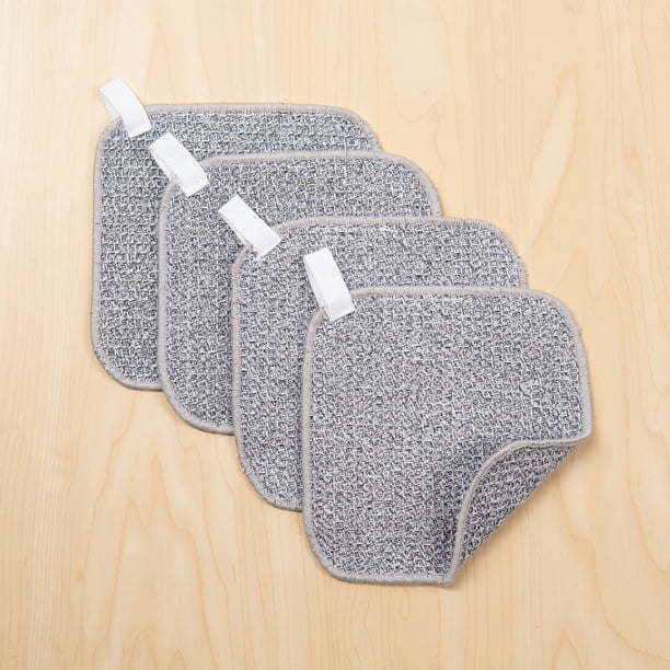 Mainstays Dish Scrubber, 4 Pack, 6 in x 6 in, Gray