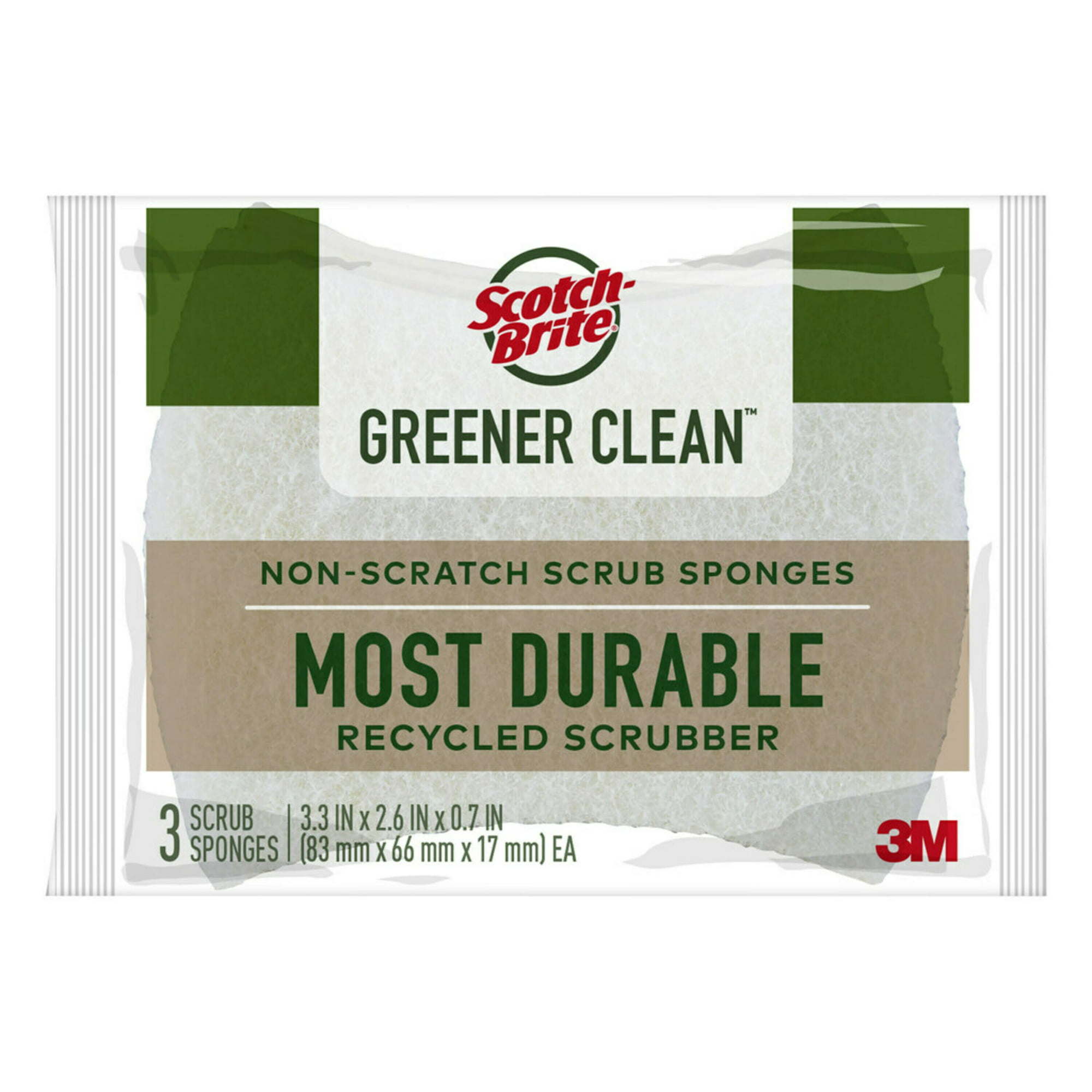 Scotch-Brite Greener Clean Non-Scratch Scrub Sponge, 3 Count