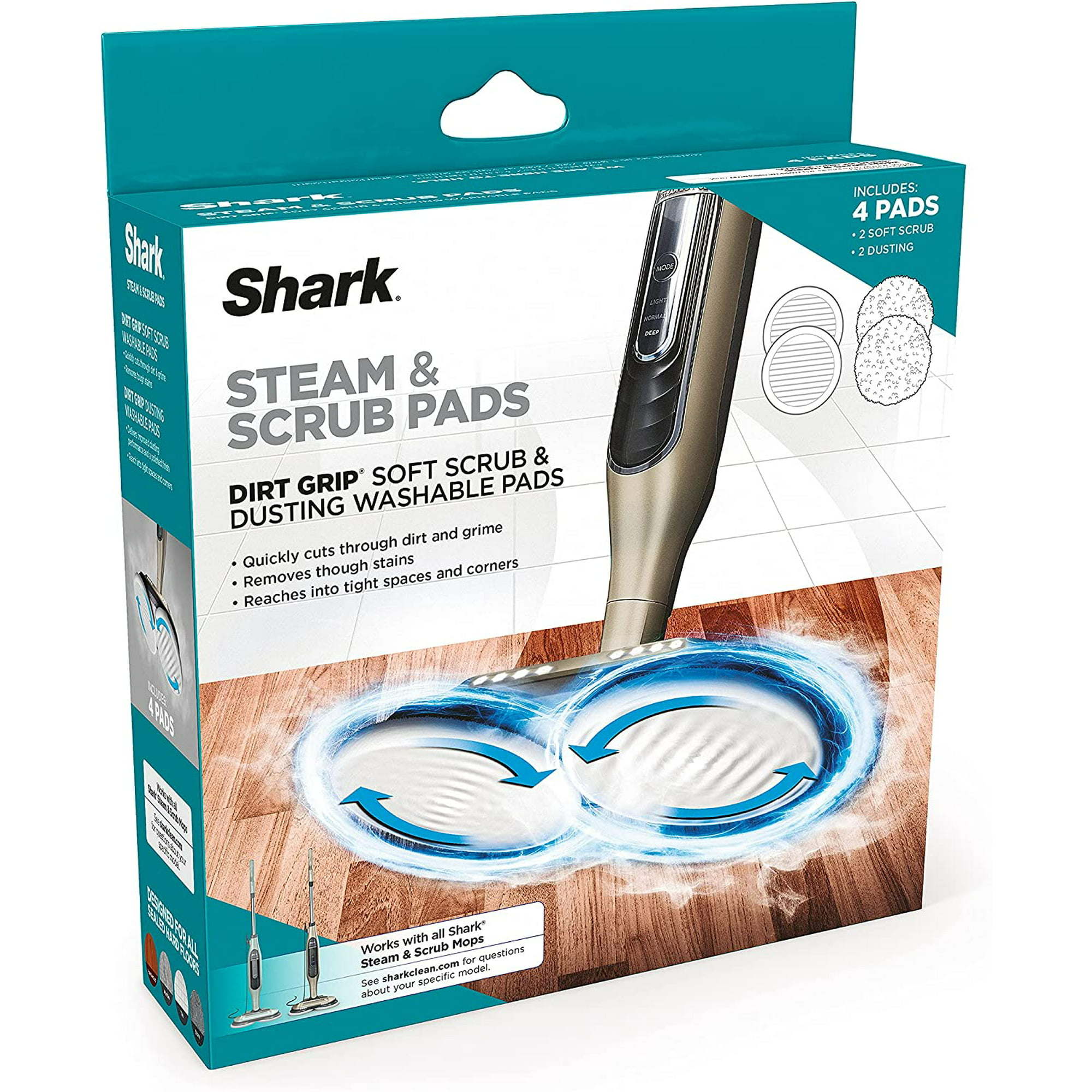 Shark Steam & Scrub Dirt Grip Washable Pads Compatible with S7000 Shark