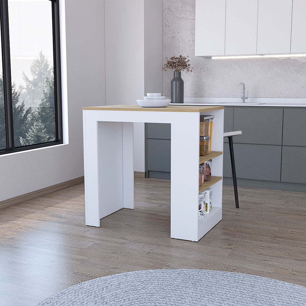 Highlands Kitchen Island with Storage Base in Black and Ibiza Marble