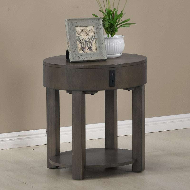 Jonah 20" Light Brown MDF End Table with USB Ports