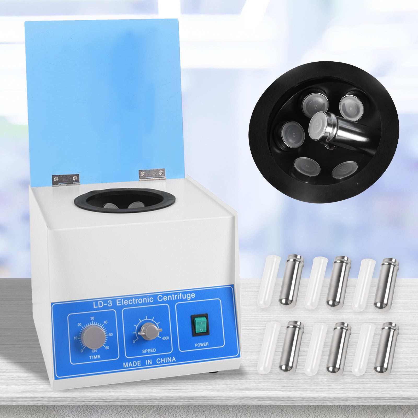 Electric Centrifuge Machine 4000 RPM 110V 50ml x 6 Desktop Lab Centrifuge Machine Medical Centrifuge w/Timer and Speed Control for Blood Plasma PRP