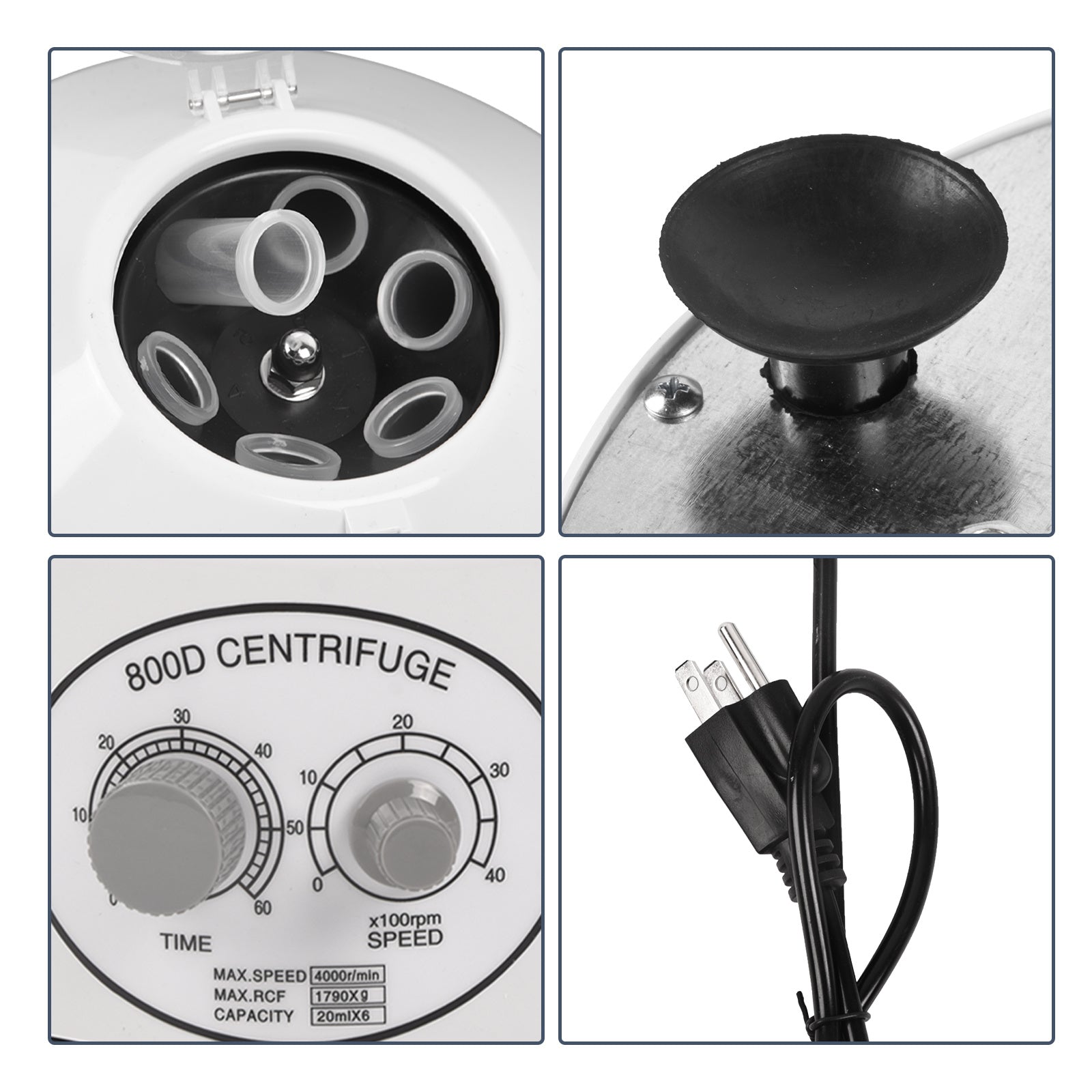 20ml x 6 Desktop 4000RPM Lab Centrifuge Machine 800D Electric Centrifuge Machine with Timer and Speed Control 110V 50W