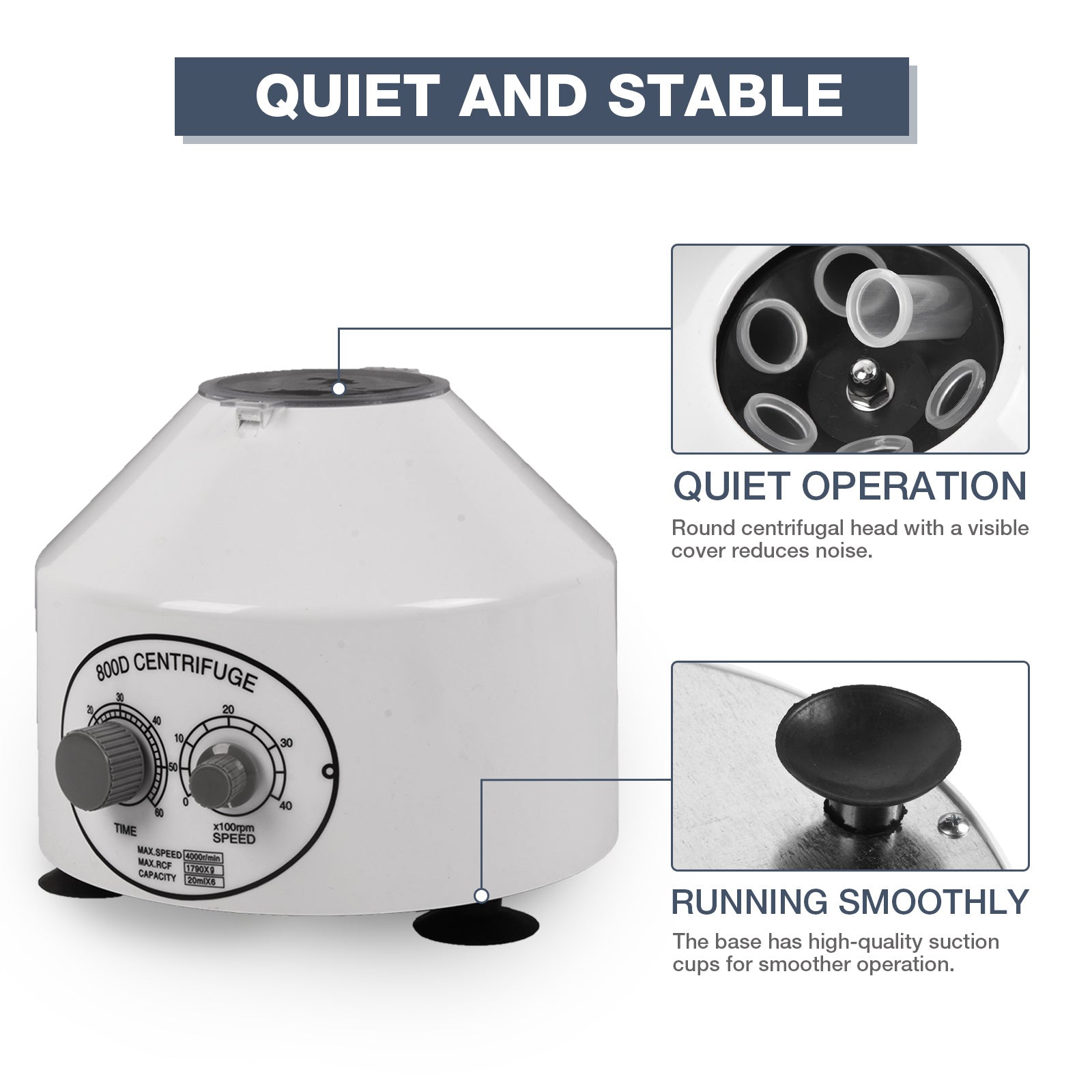 20ml x 6 Desktop 4000RPM Lab Centrifuge Machine 800D Electric Centrifuge Machine with Timer and Speed Control 110V 50W