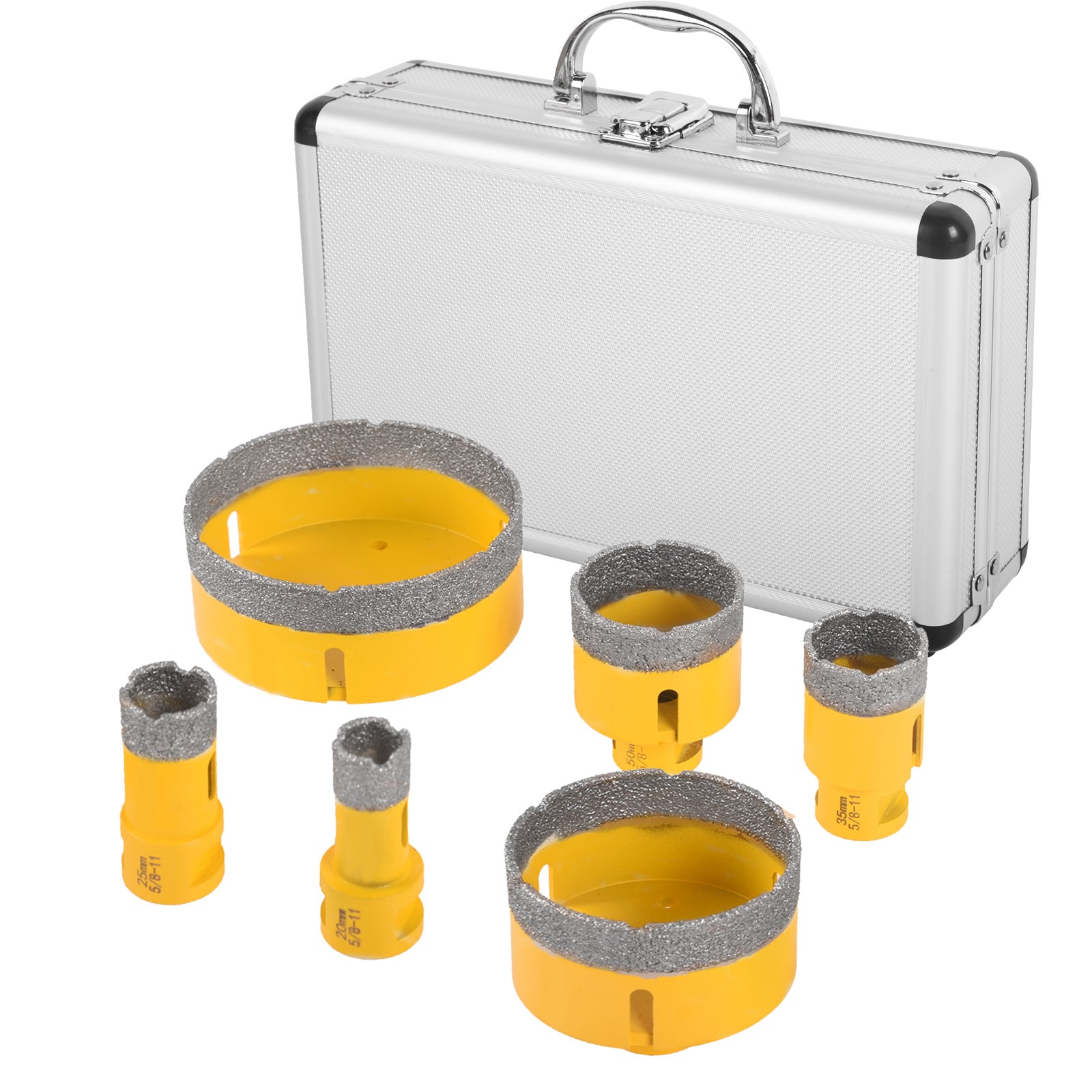 Diamond Hole Saw Kit 6-Piece Diamond Core Drill Bits Set Tile Hole Saw Kit Vacuum Brazed Core Drill Bits for Glass Marble Granite Stone Ceramic Brick