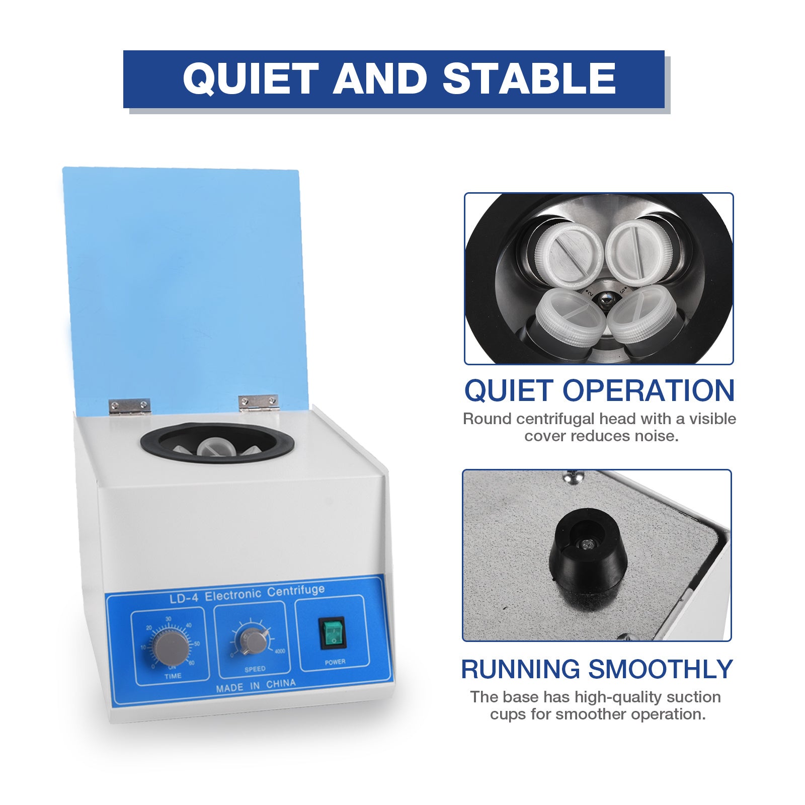 Electric Centrifuge Machine 4000 RPM 110V 60Hz 100ml x 4 Tubes Benchtop Lab Centrifuge Machine w/Timer and Speed Control for Blood PRP