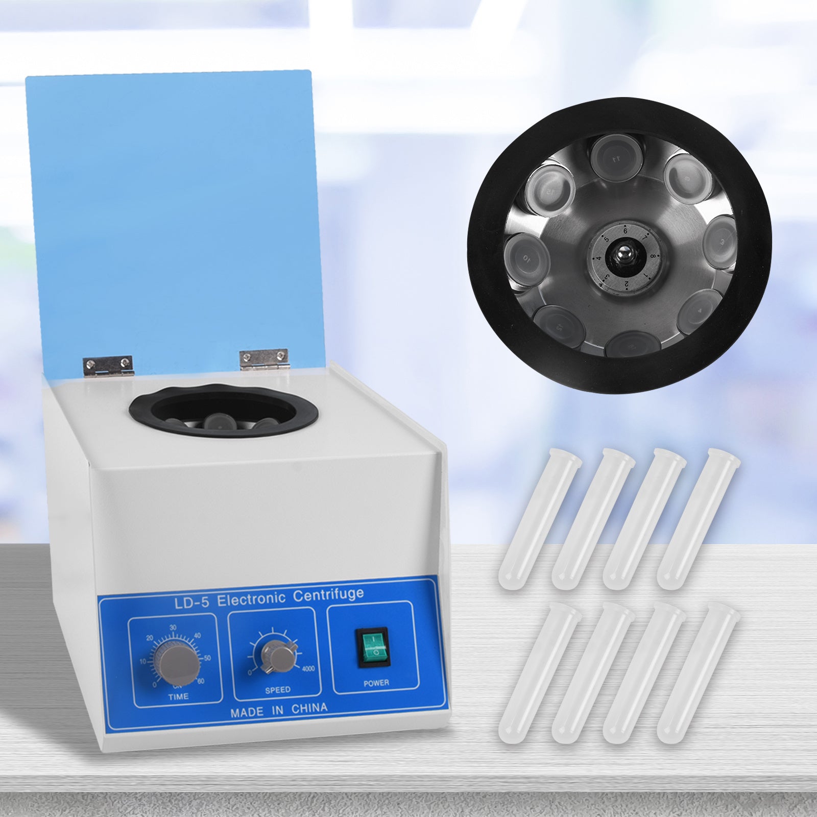 Electric Centrifuge Machine 4000 RPM 110V 60Hz 50ml x 8 Tubes Benchtop Lab Centrifuge Machine Medical Centrifuge with Timer and Speed Control for Plas