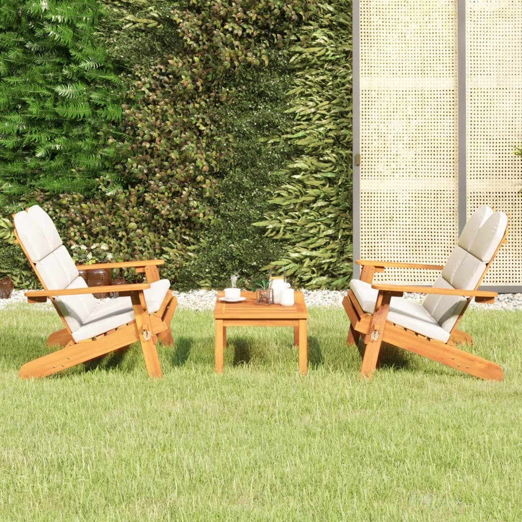 3 Piece Adirondack Patio Lounge Set Solid Wood Acacia