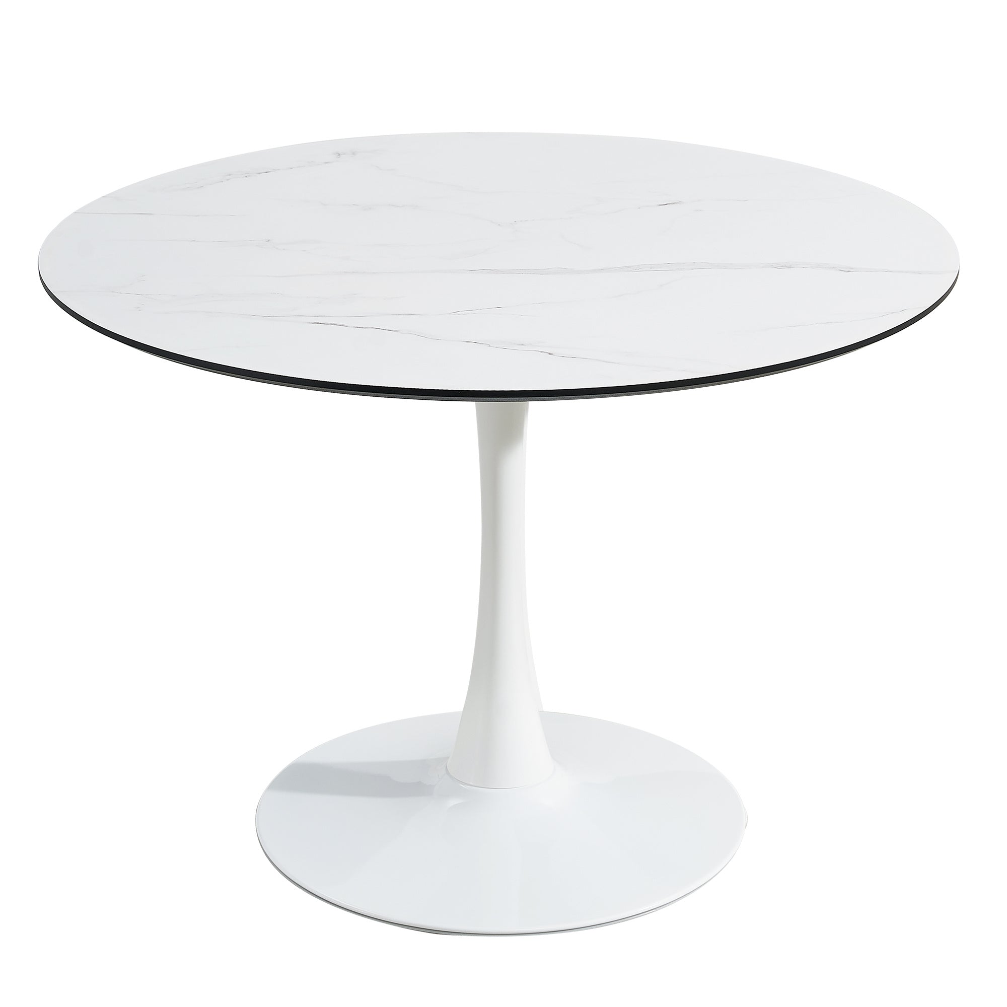 TULIP DINING TABLE ,Dia. 106cm ROUND, WHT, MARBLE WHT, 1pc per ctn