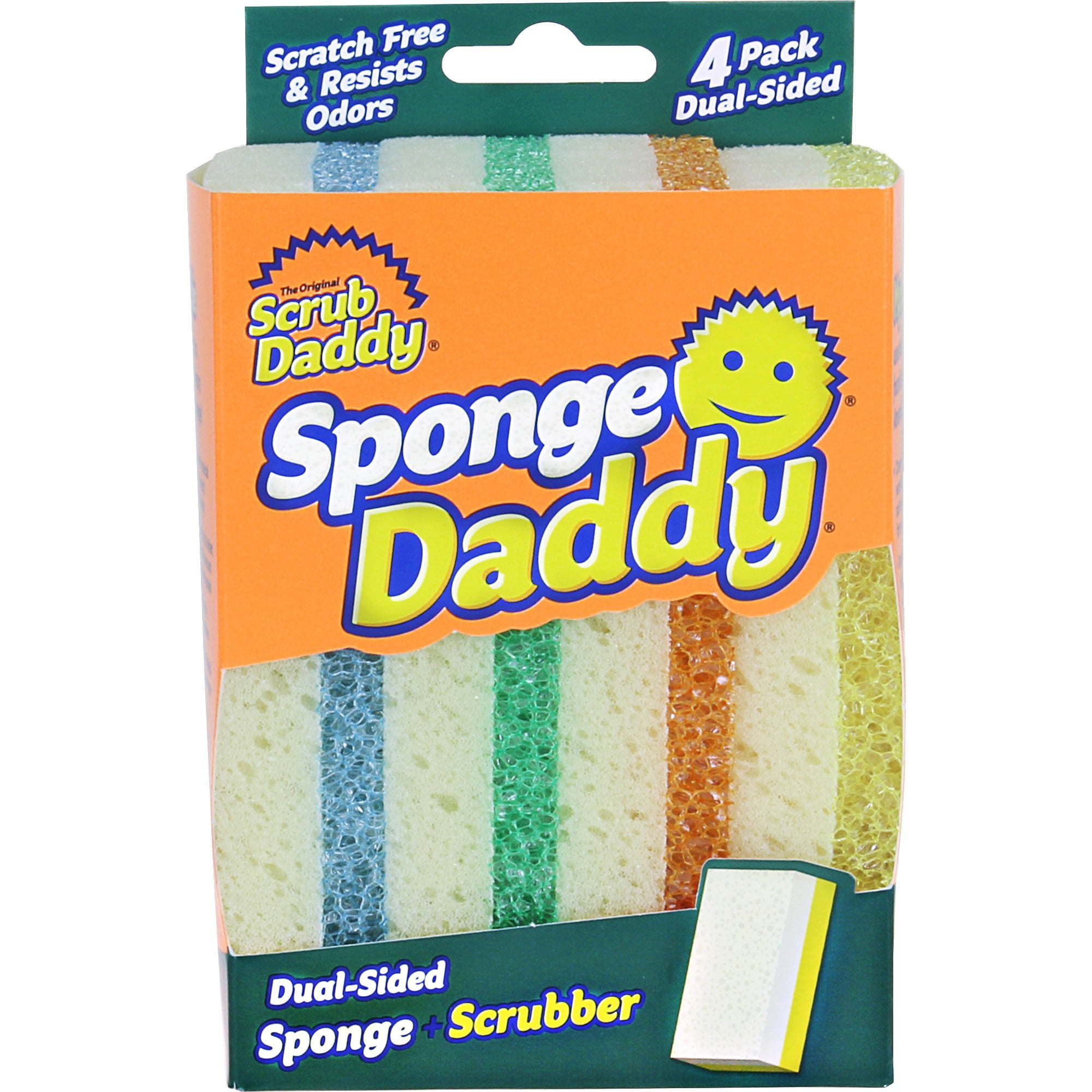 Scrub Daddy Sponge Daddy Dual-Sided Non- Scratch Sponge, 4 Count