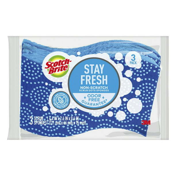 Scotch-Brite Stay Fresh Antibacterial Sponges, 3 Scrubbers