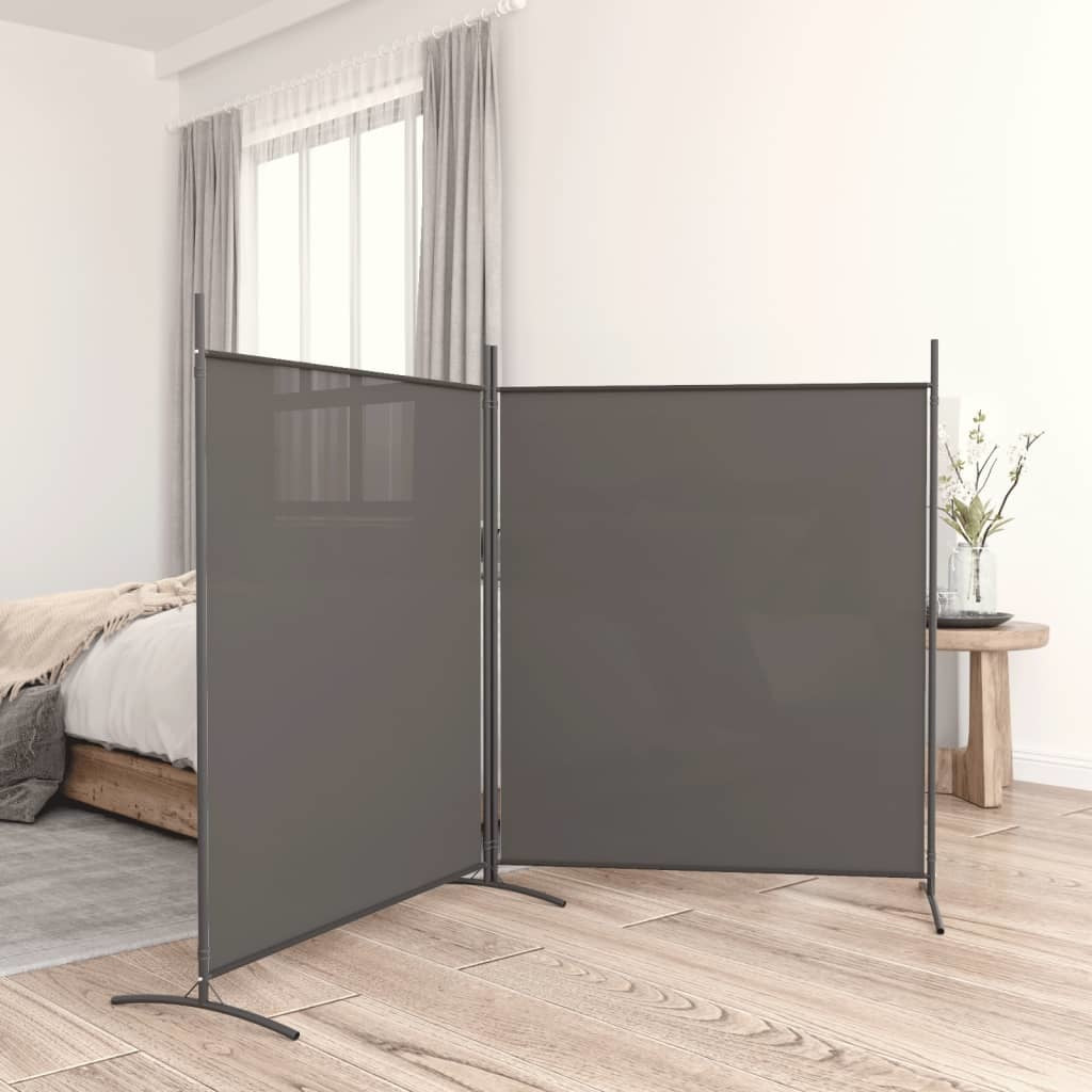 2-Panel Room Divider Anthracite 137"x70.9" Fabric