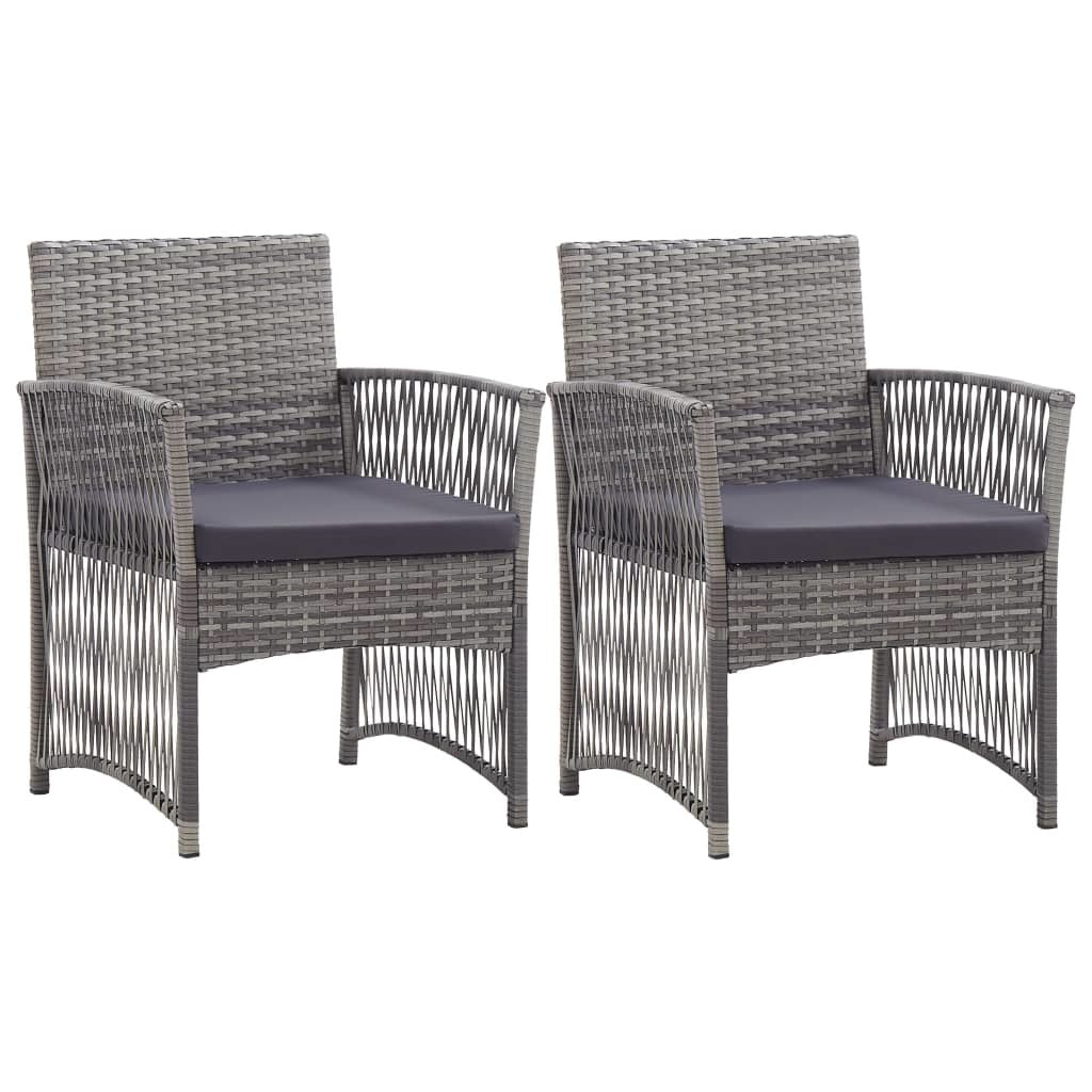 Patio Armchairs with Cushions 2 pcs Anthracite Poly Rattan