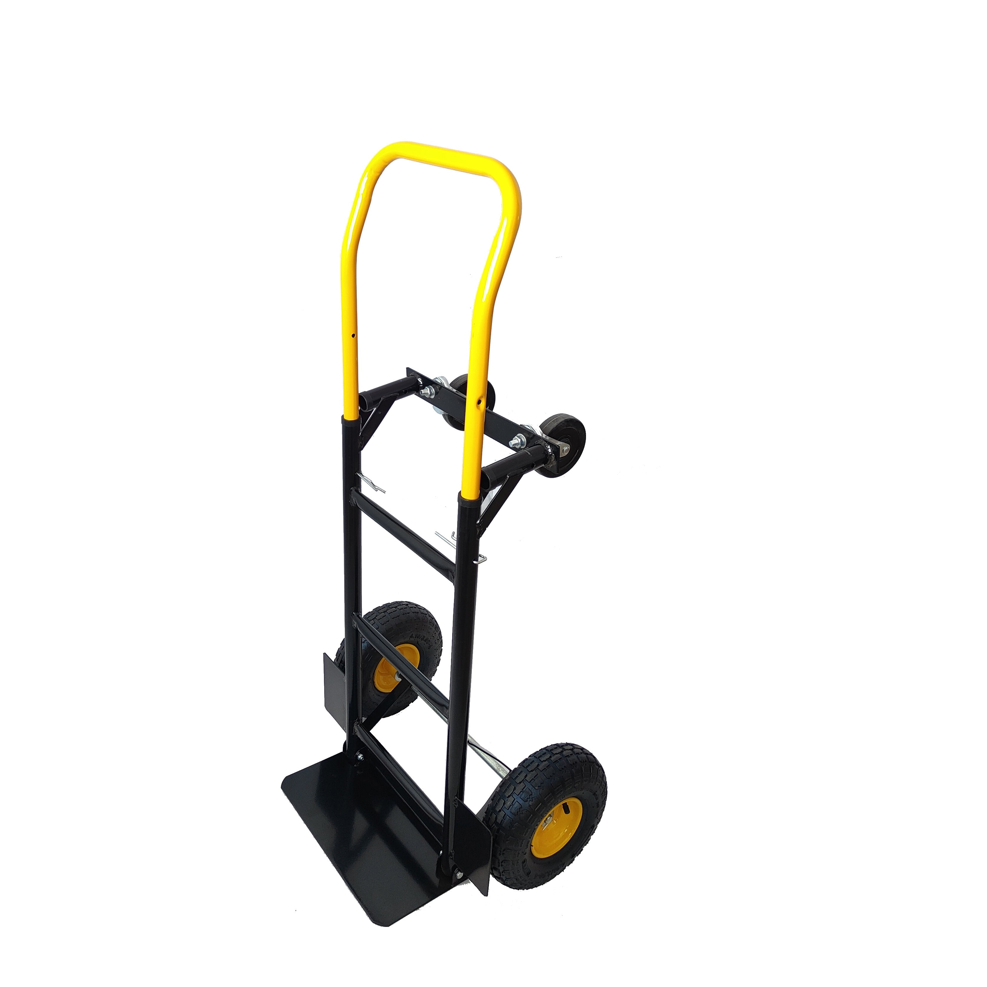 HT1002BK-YL Hand Truck Dual Purpose 2 Wheel Dolly Cart and 4 Wheel Push Cart with Swivel Wheels 330 Lbs Capacity Heavy Duty Platform Cart for Moving/W