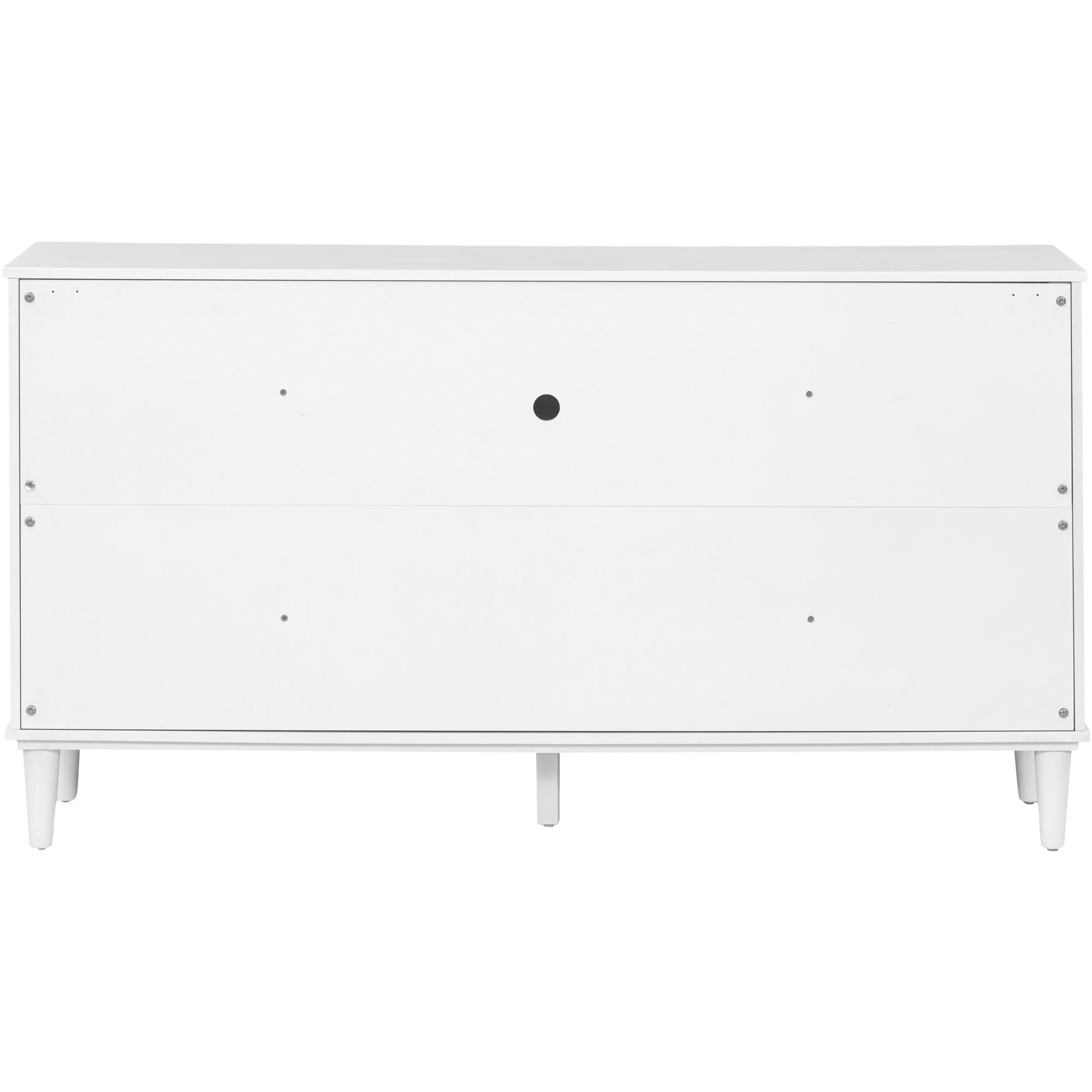 TREXM Large Storage Space Sideboard with Artificial Rattan Door and Unobtrusive Doorknob for Living Room and Entryway (White)