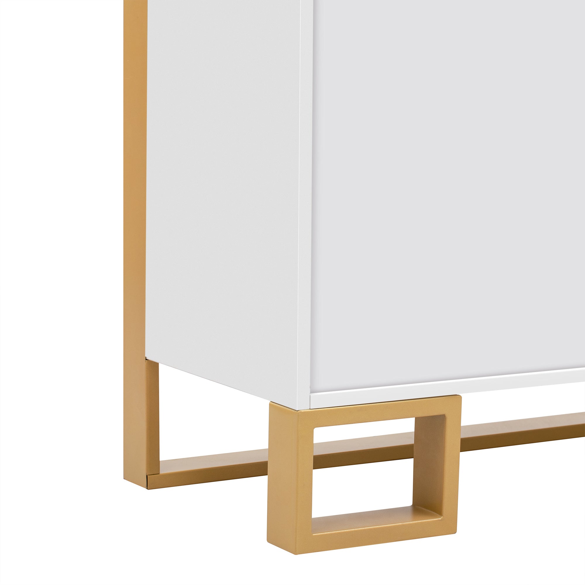 TREXM Modern Style 59"L Sideboard with Large Storage Space and Gold Metal Legs for Living Room and Entryway (White)