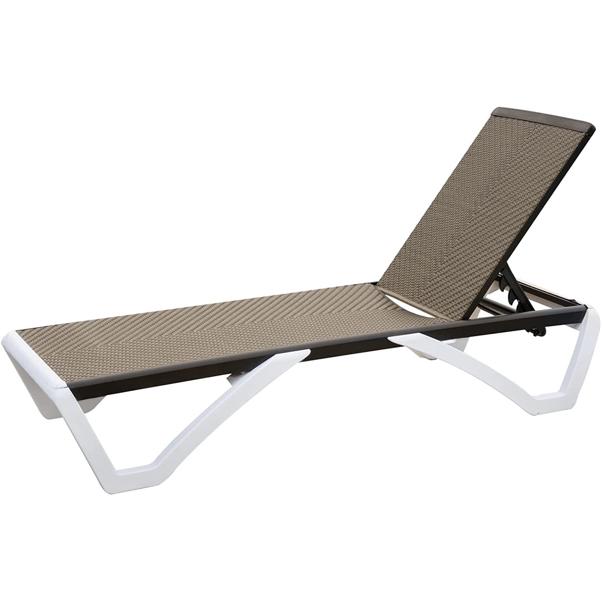 Adjustable Chaise Lounge Aluminum Outdoor Patio Lounge Chair All Weather Five-Position Recliner Chair for Patio,Pool,Beach,Yard(Brown Wicker,1 Lounge Chair)