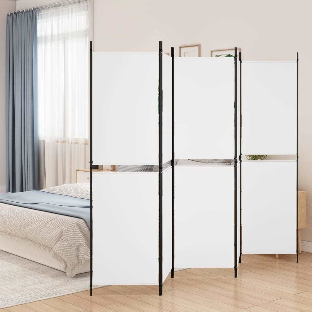 5-Panel Room Divider White 98.4"x70.9" Fabric