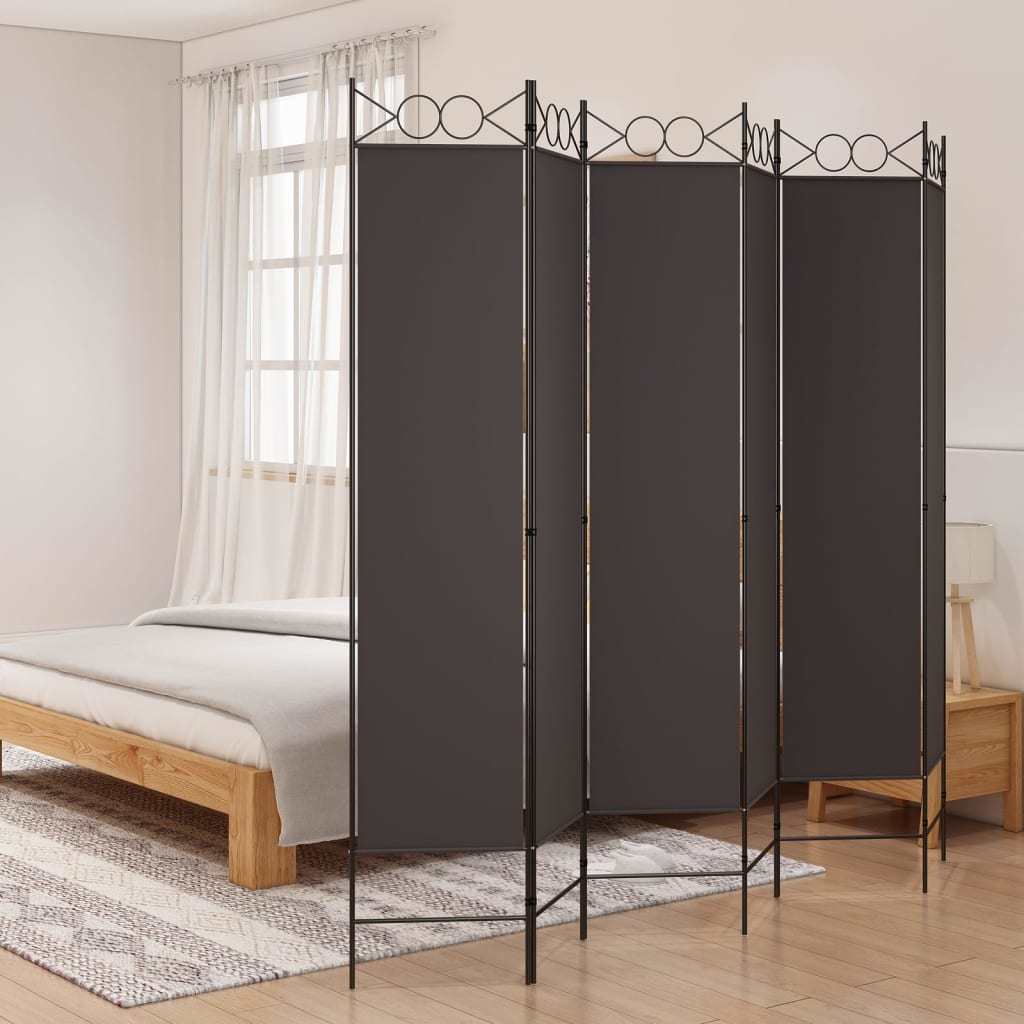 6-Panel Room Divider Brown 94.5"x78.7" Fabric