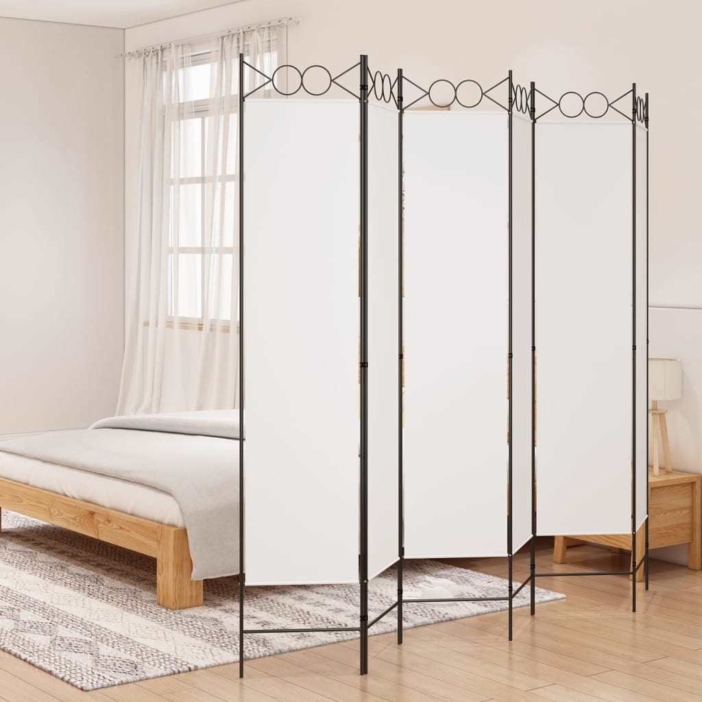 6-Panel Room Divider White 94.5"x78.7" Fabric