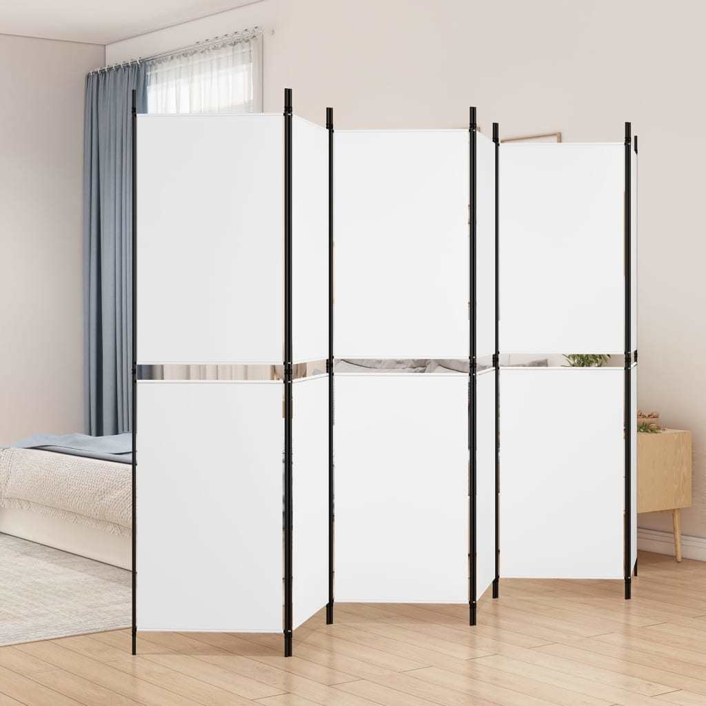 6-Panel Room Divider White 118.1"x70.9" Fabric